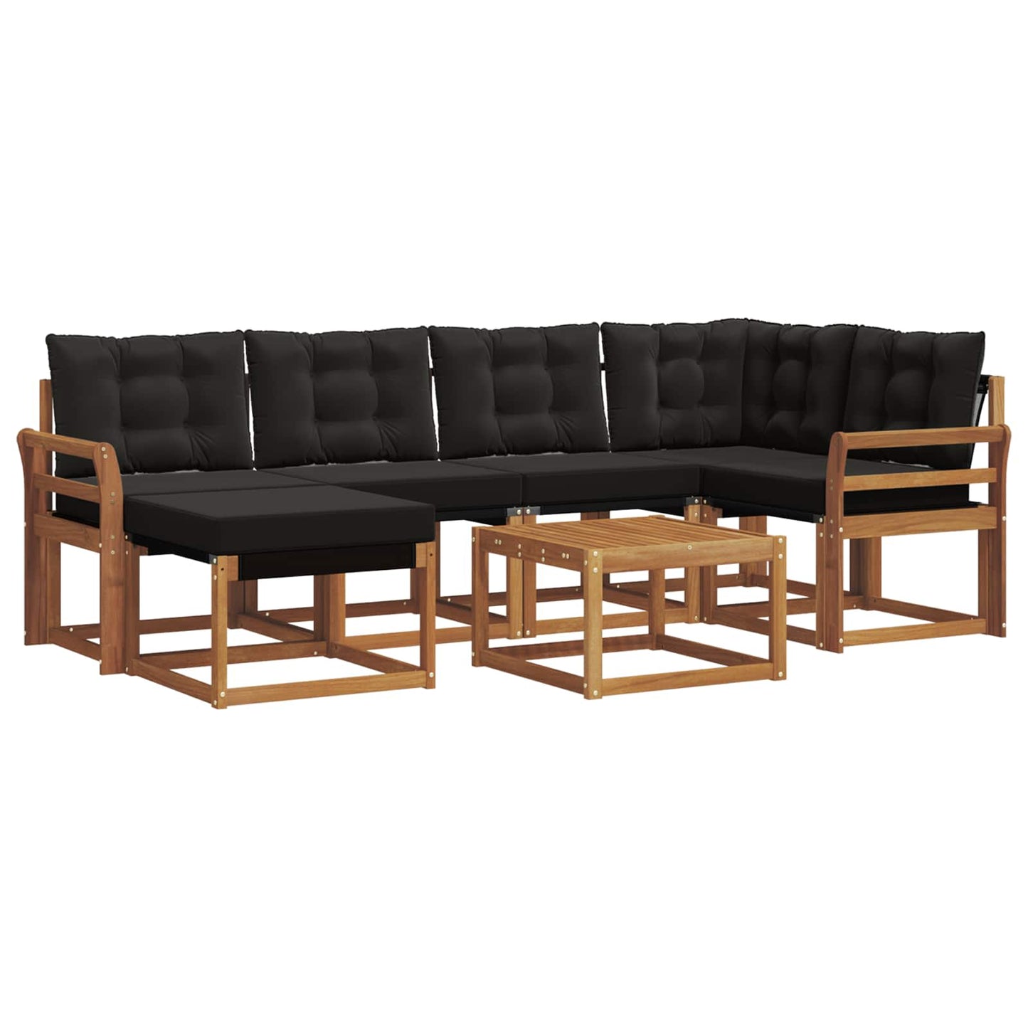 Outdoor-Sofagarnitur mit Kissen 7 pcs Natürlich und Schwarz