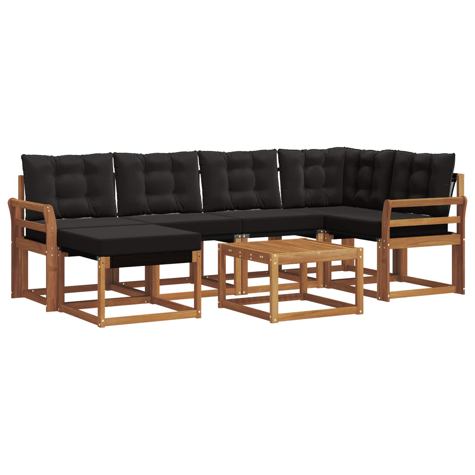 Outdoor-Sofagarnitur mit Kissen 7 pcs Natürlich und Schwarz
