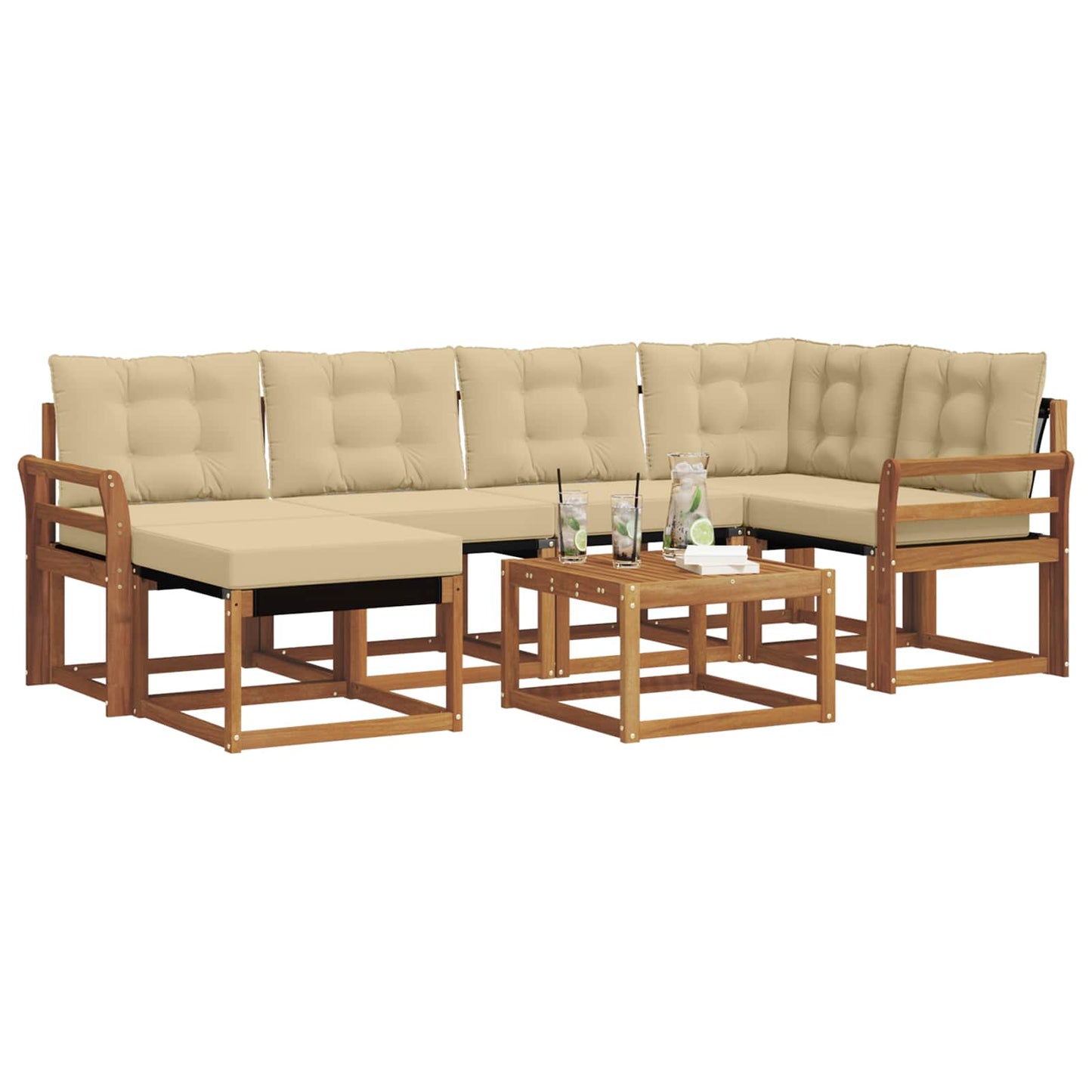 Outdoor-Sofagarnitur 7 stk. Natur und Beige