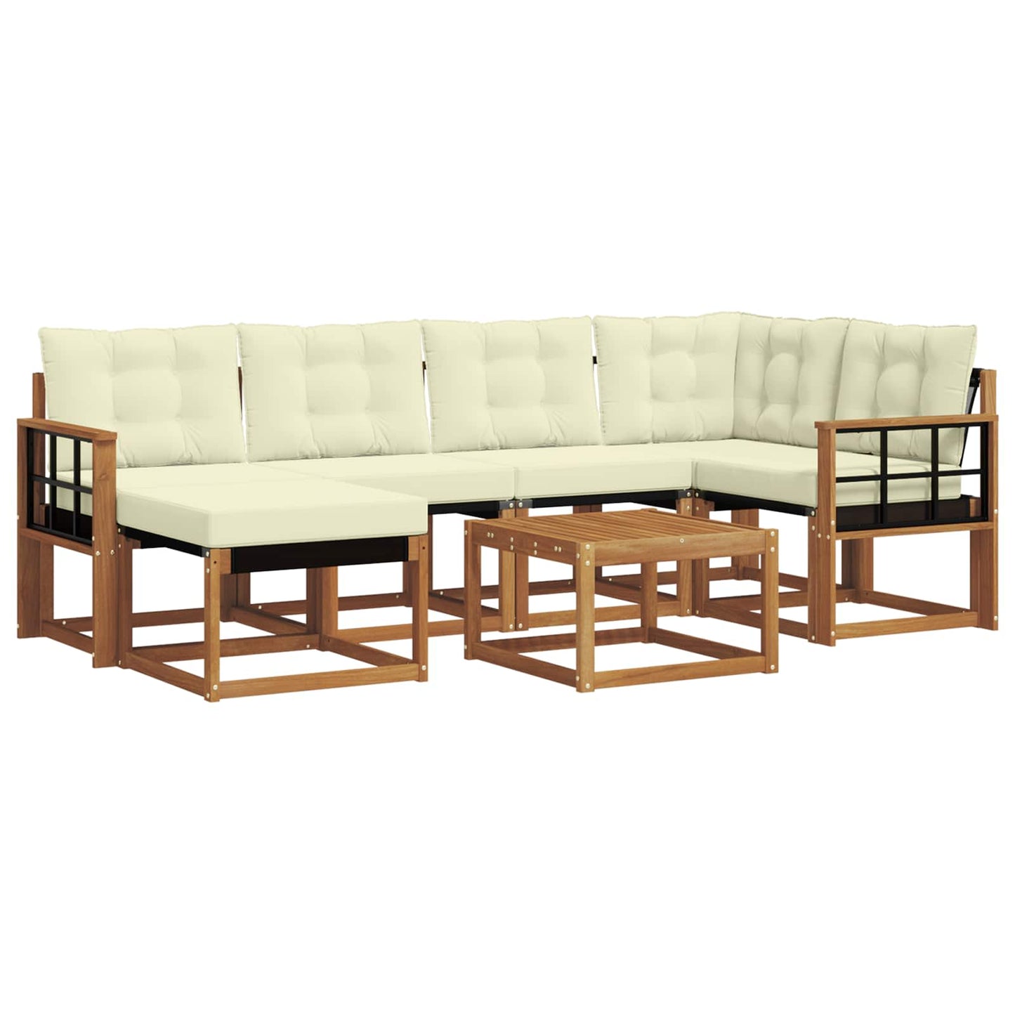 Outdoor-Sofagarnitur 7 stk. Natur und Creme