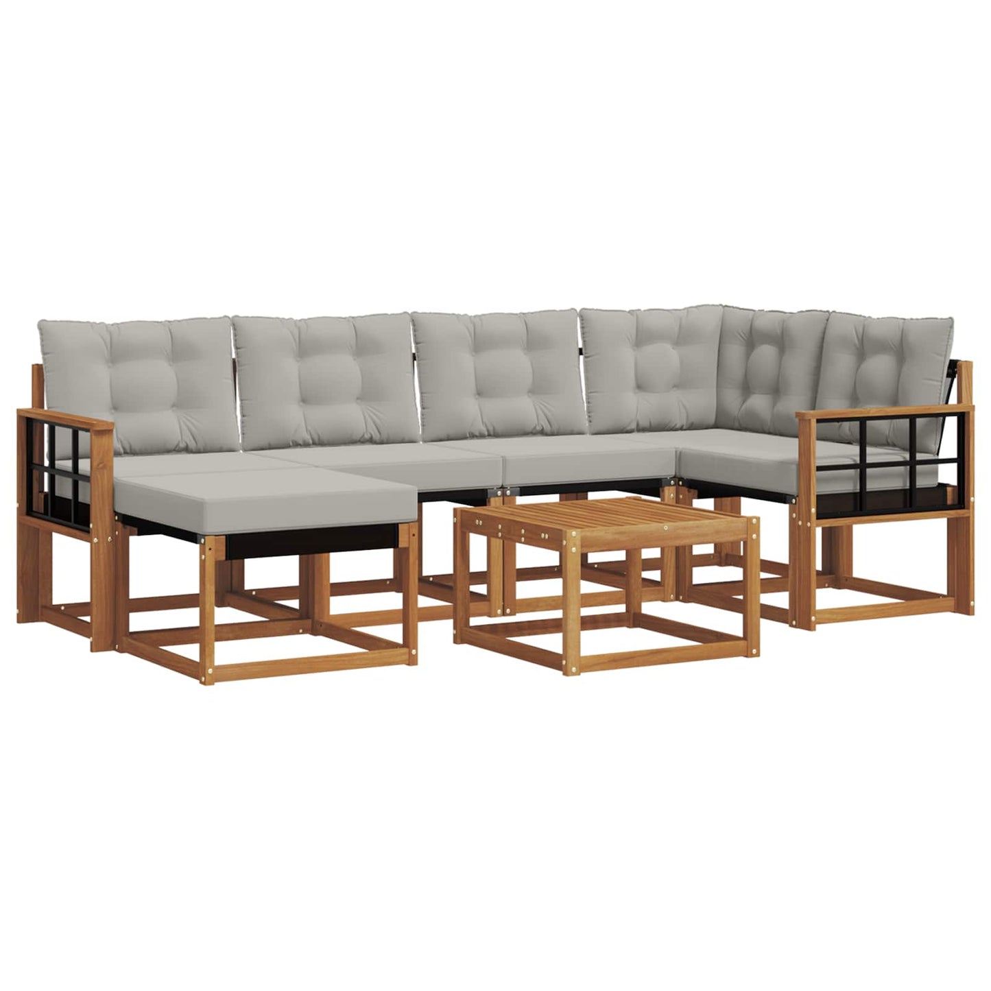 Outdoor-Sofagarnitur mit Kissen 7 pcs Natürlich und Hellgrau