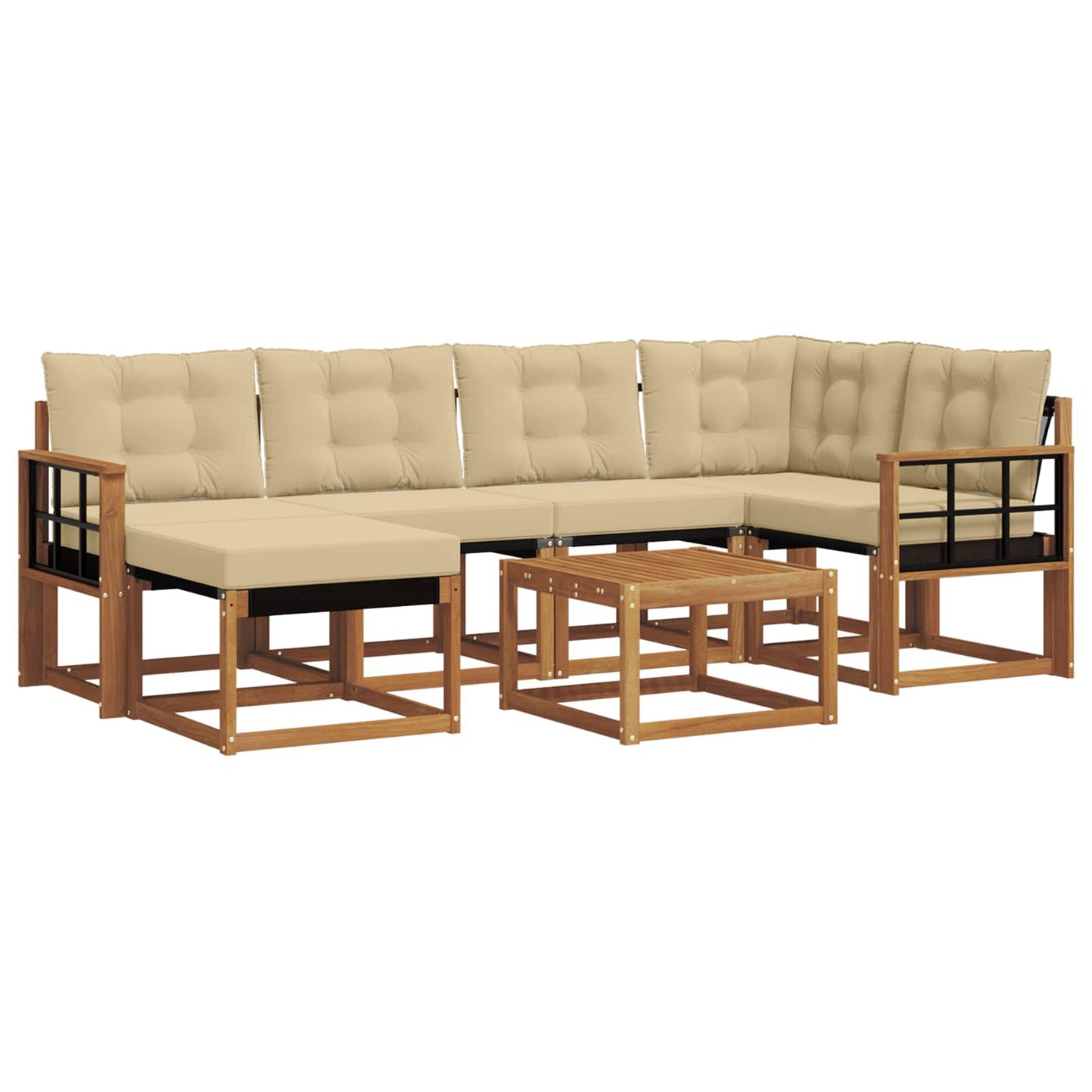 Outdoor-Sofagarnitur 7 stk. Natur und Beige
