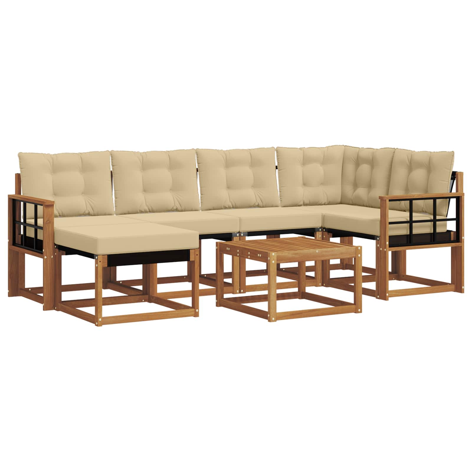 Outdoor-Sofagarnitur 7 stk. Natur und Beige