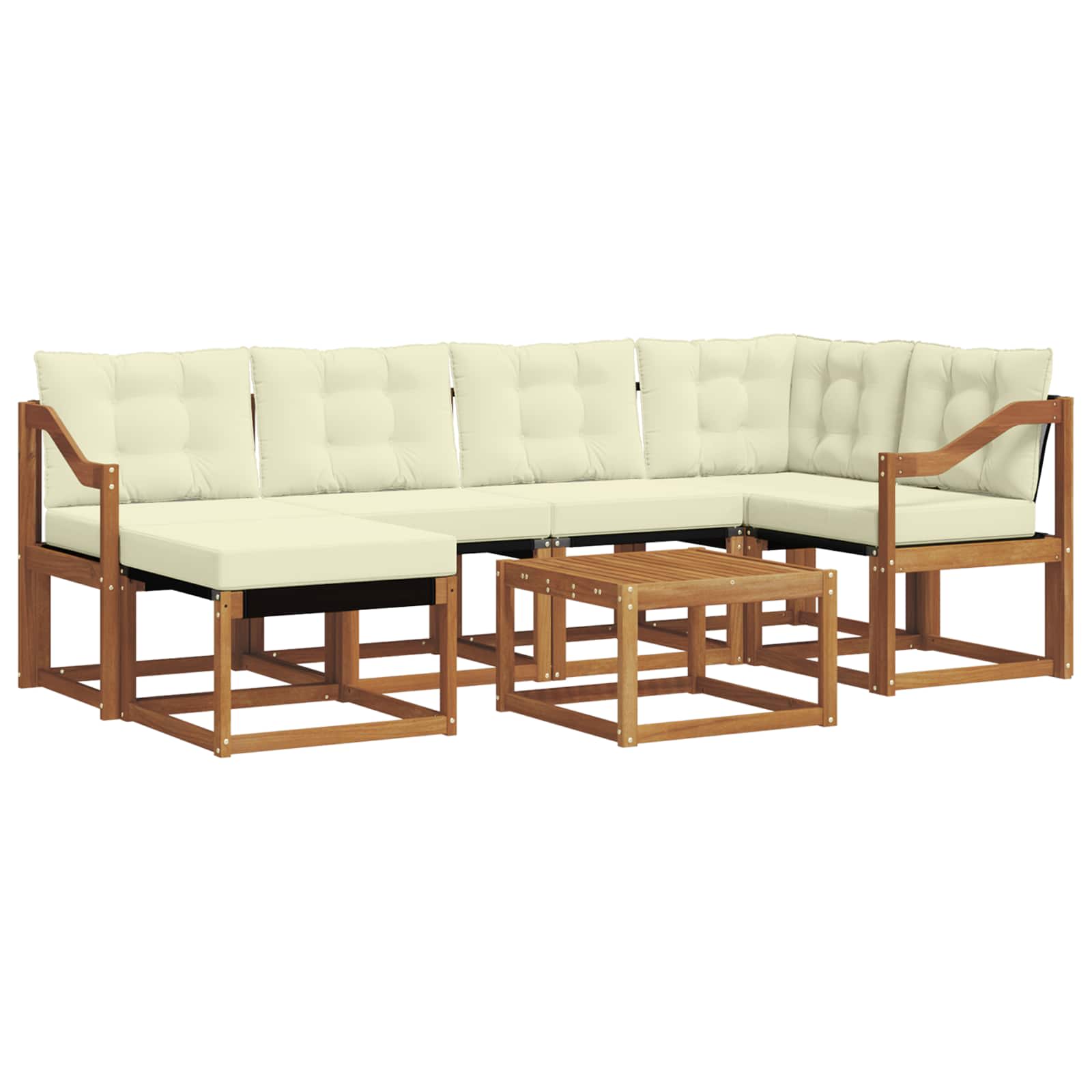 Outdoor-Sofagarnitur 7 stk. Natur und Creme