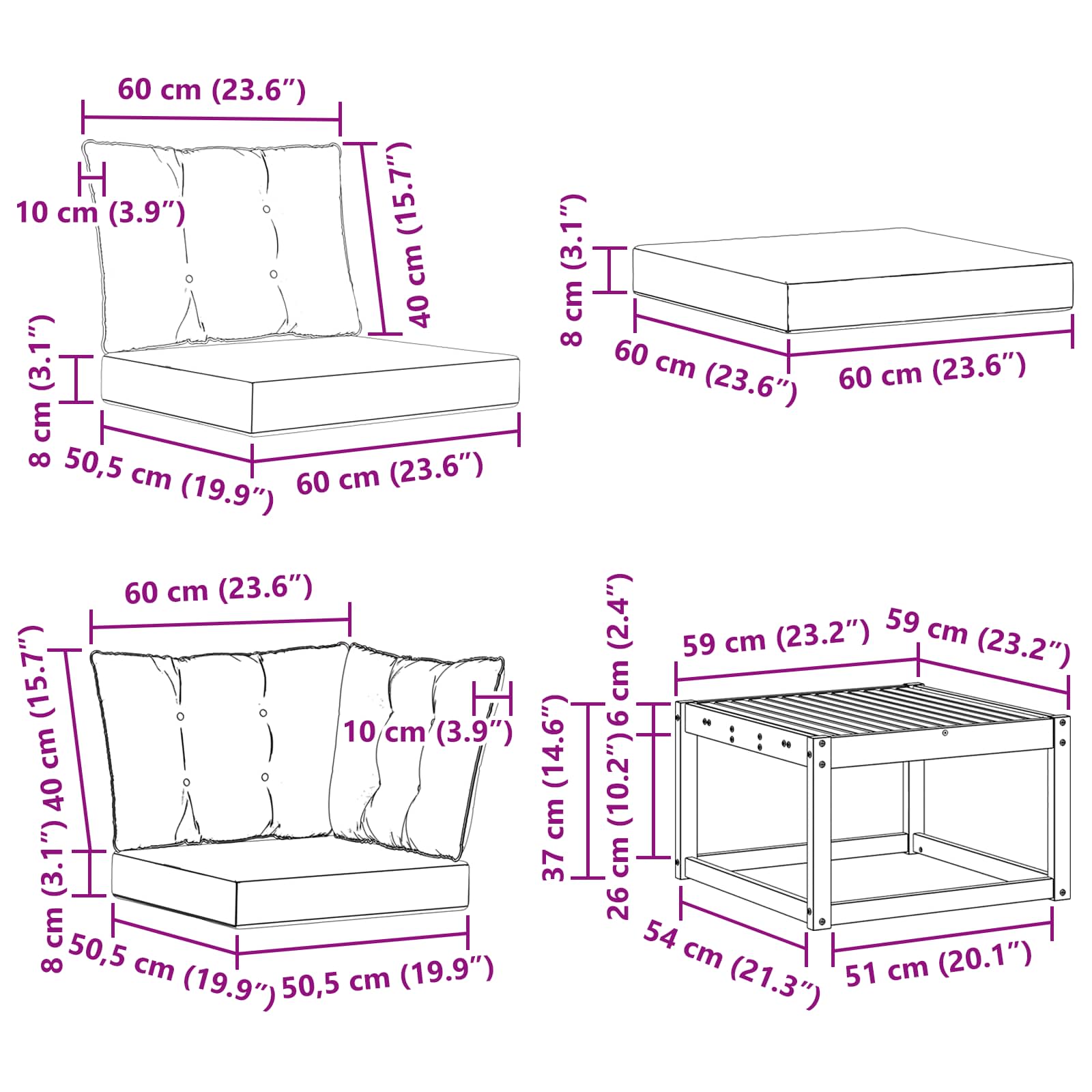 Outdoor-Sofagarnitur 7 stk. Natur und Creme