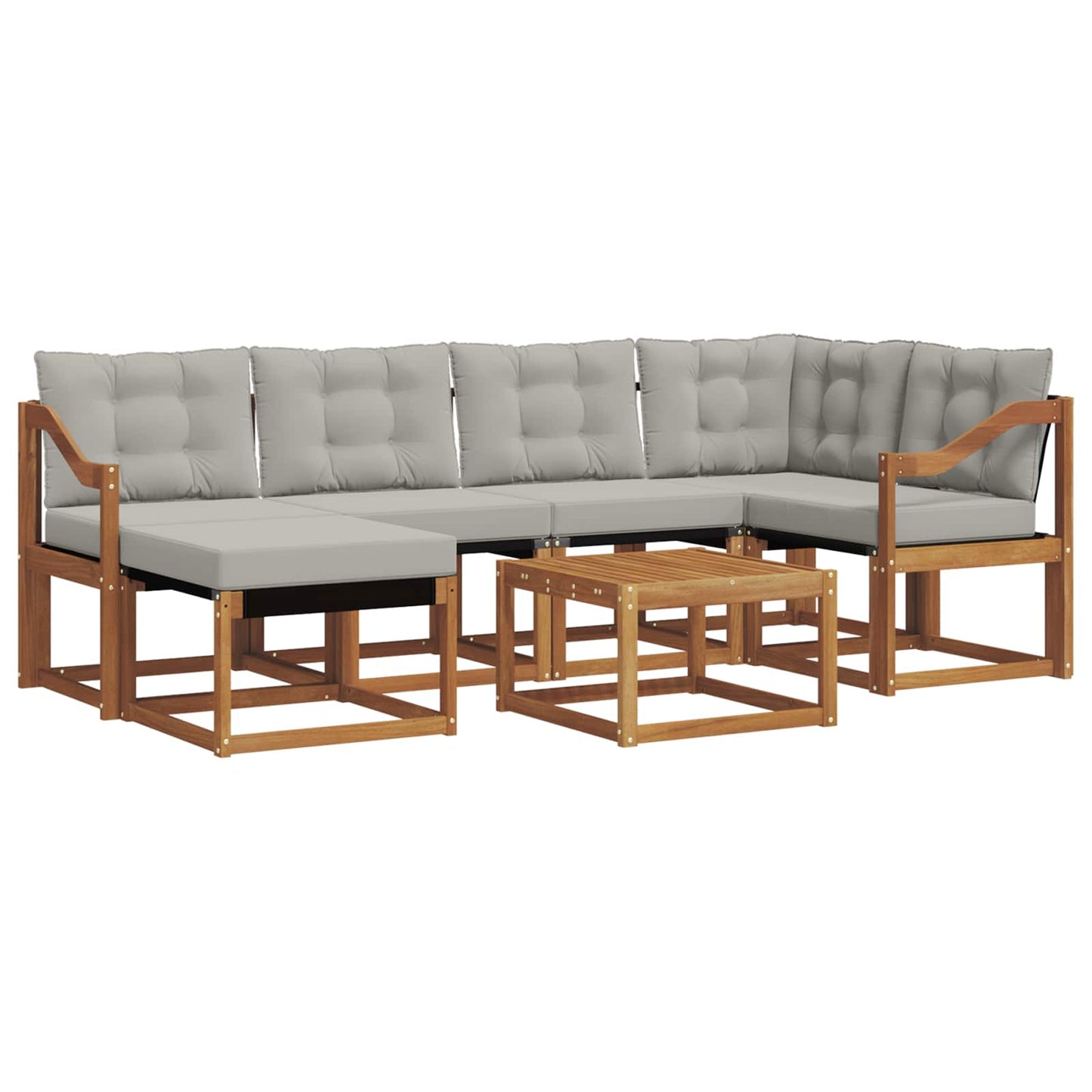 Outdoor-Sofagarnitur mit Kissen 7 pcs Natürlich und Hellgrau