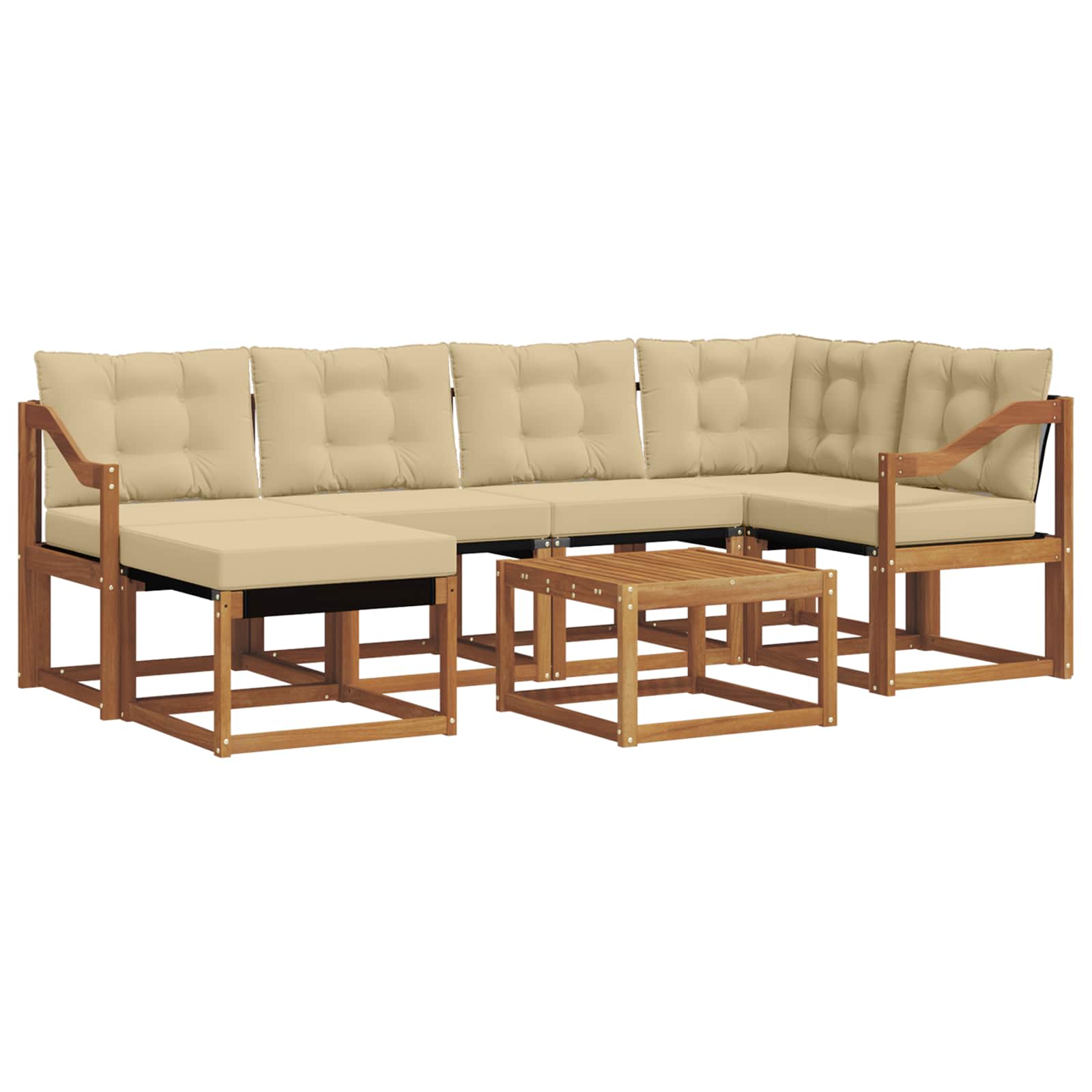 Outdoor-Sofagarnitur 7 stk. Natur und Beige