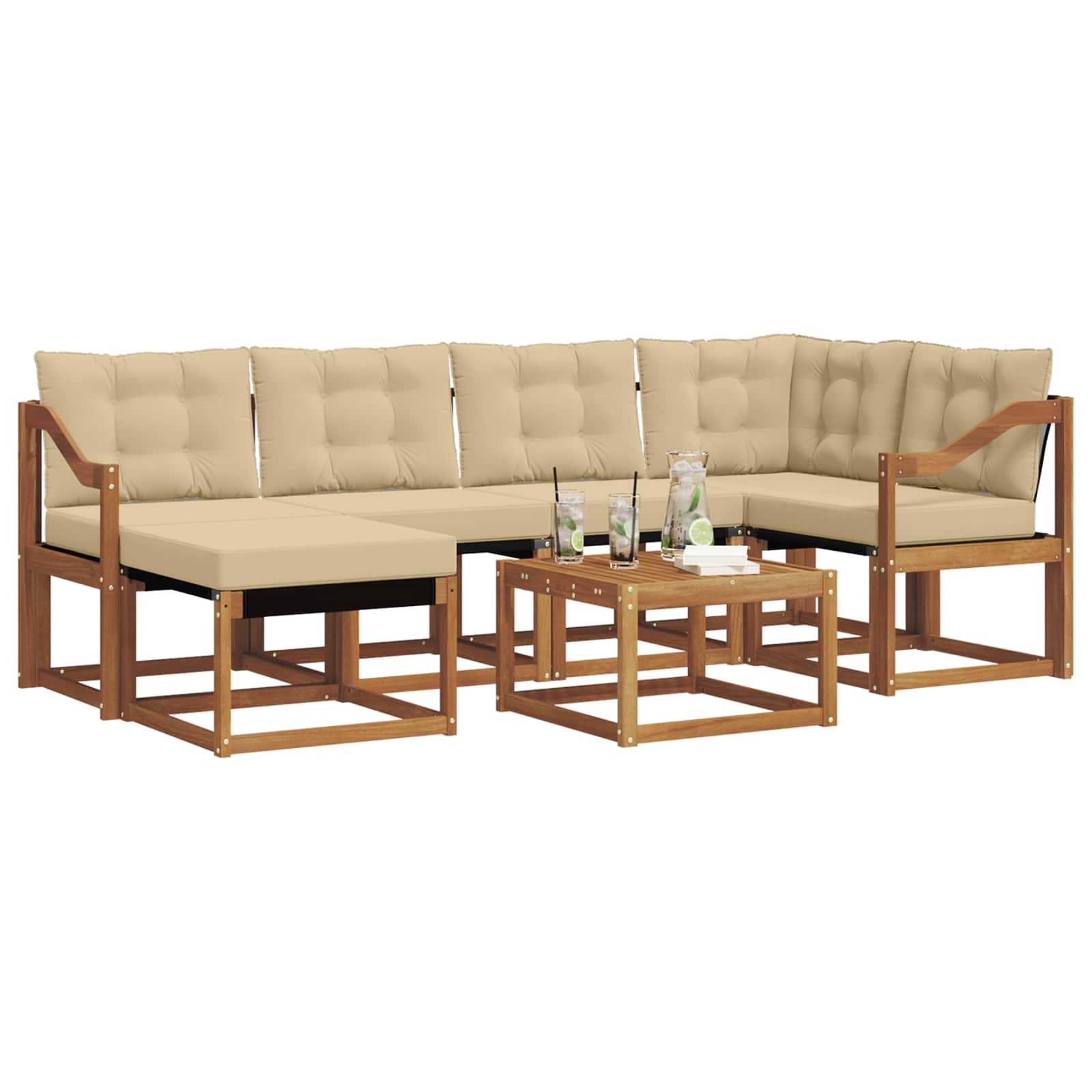 Outdoor-Sofagarnitur 7 stk. Natur und Beige