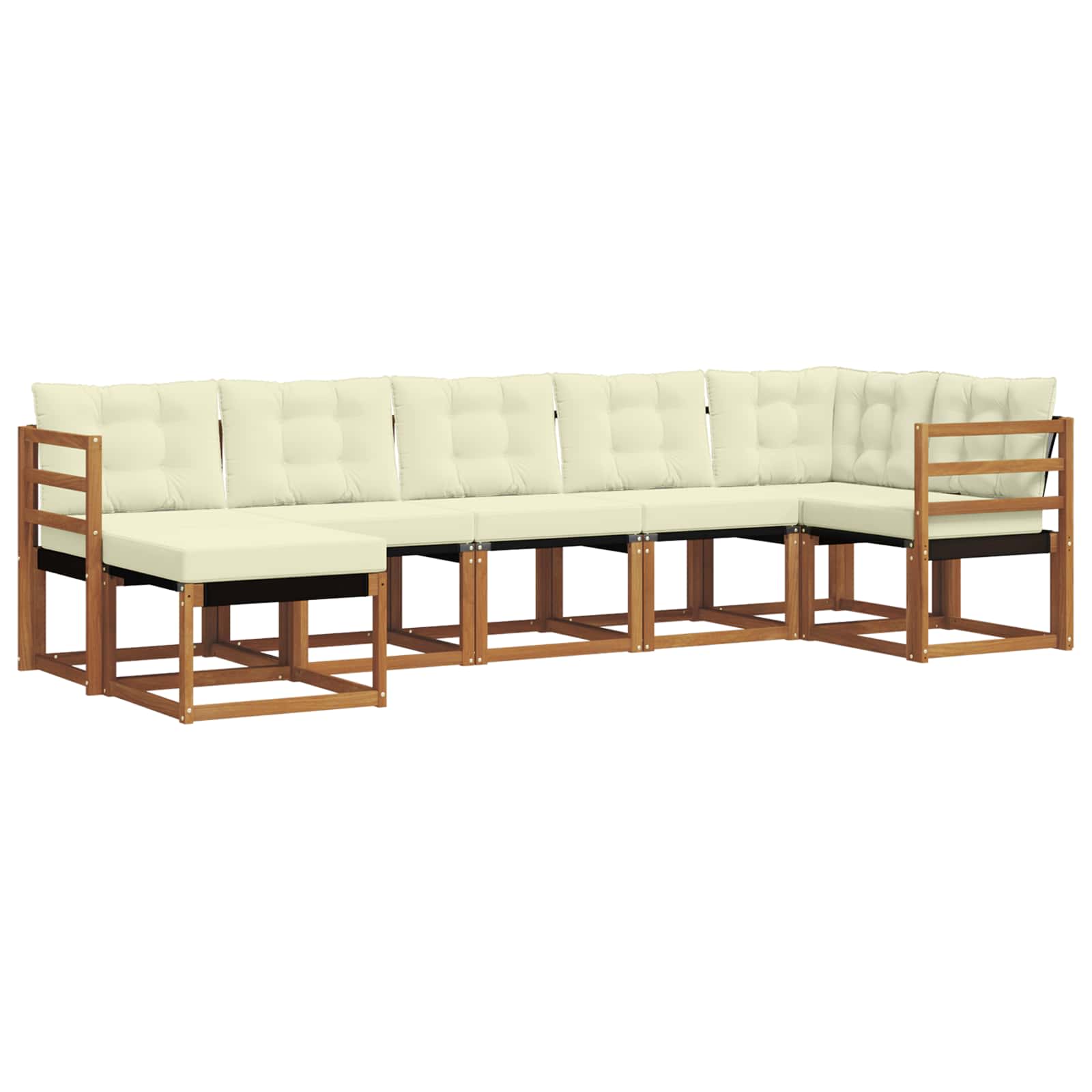 Outdoor-Sofagarnitur 7 stk. Natur und Creme