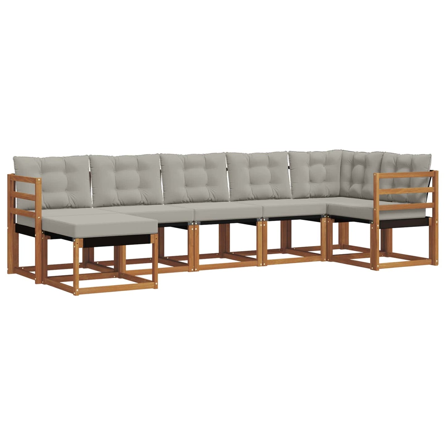 Outdoor-Sofagarnitur mit Kissen 7 pcs Natürlich und Hellgrau