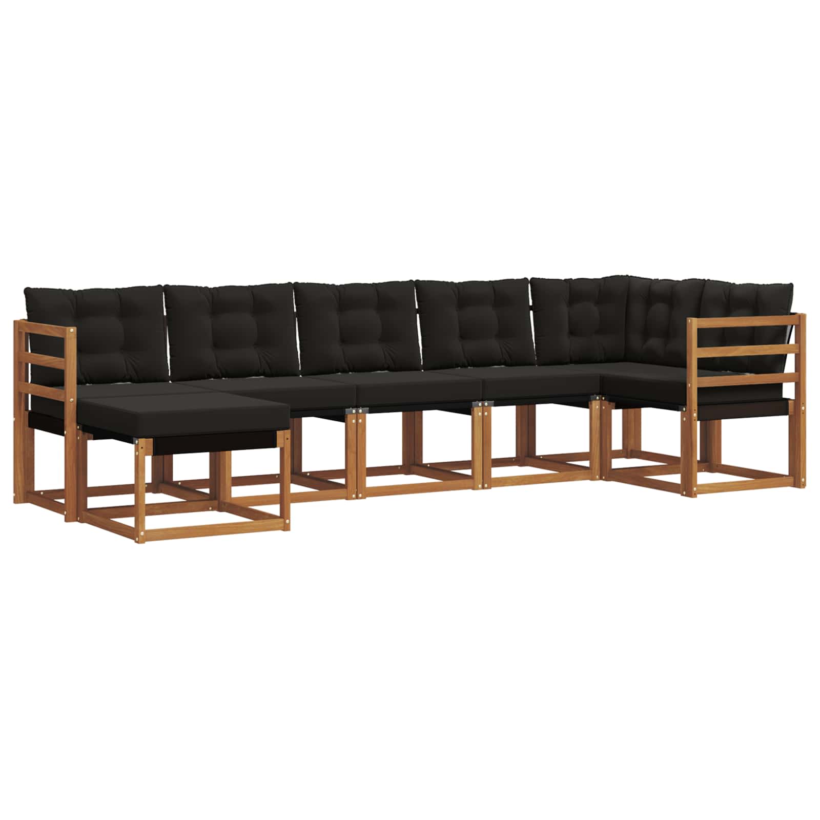 Outdoor-Sofagarnitur mit Kissen 7 pcs Natürlich und Schwarz