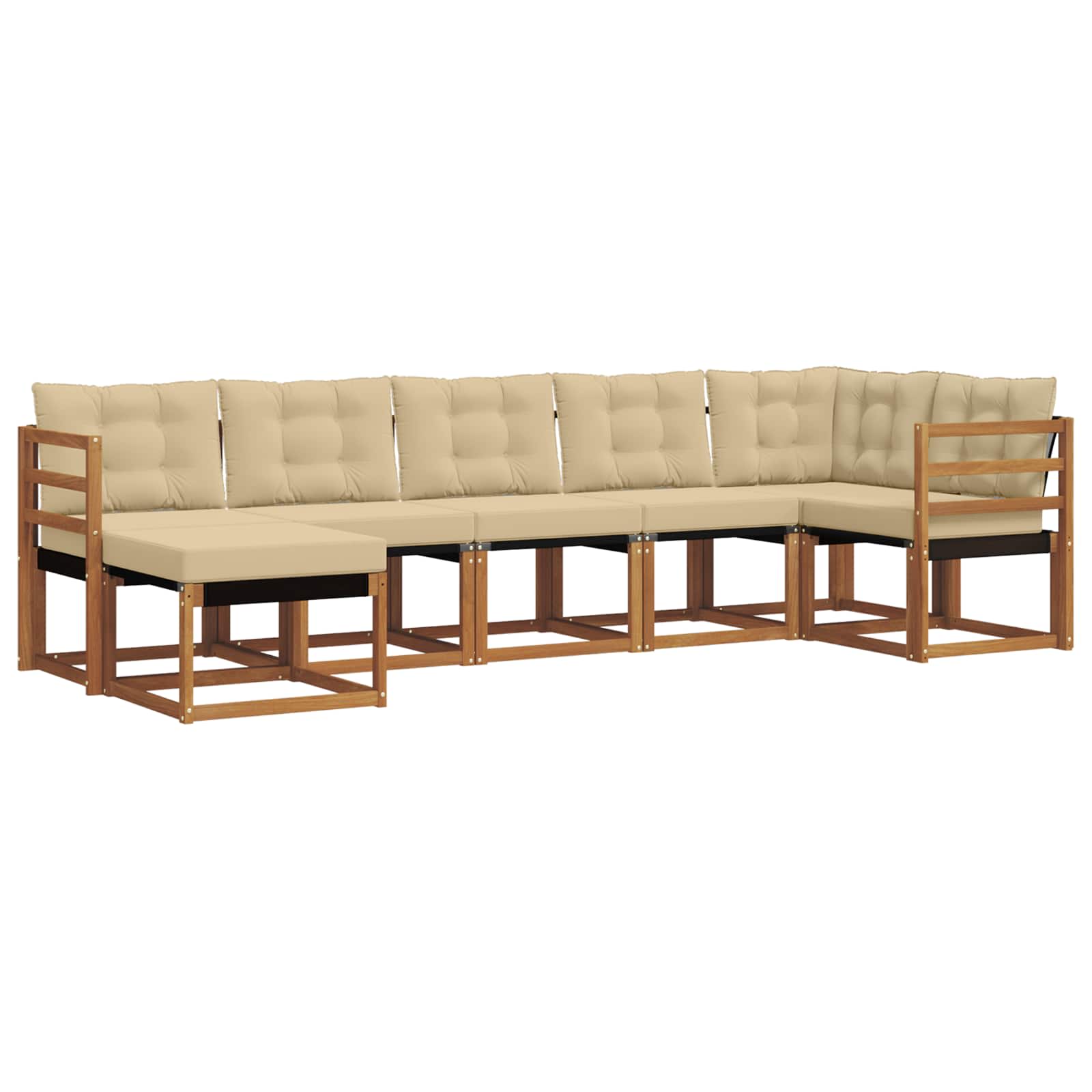 Outdoor-Sofagarnitur 7 stk. Natur und Beige