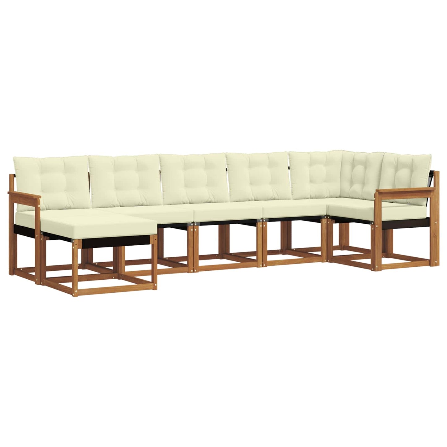 Outdoor-Sofagarnitur 7 stk. Natur und Creme