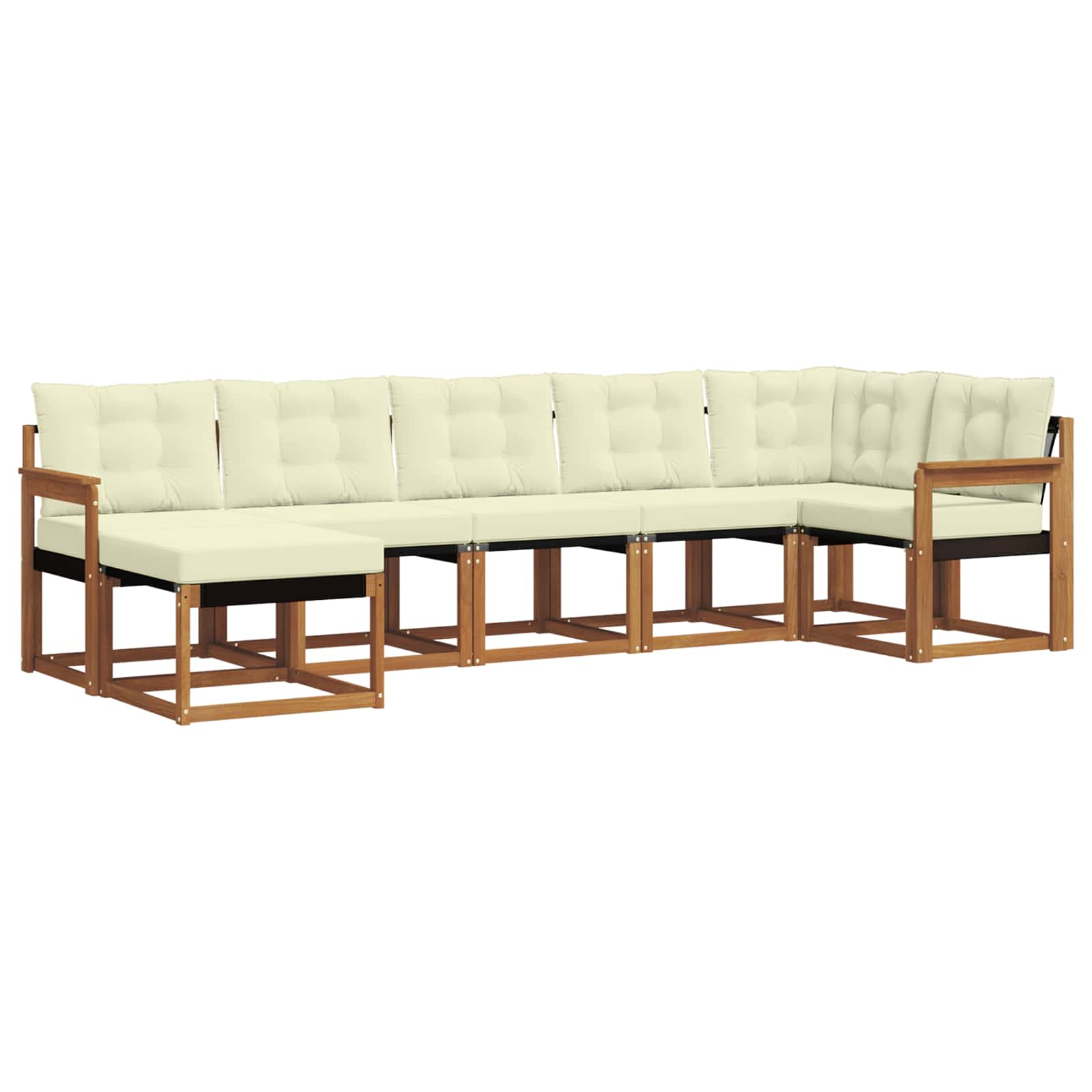 Outdoor-Sofagarnitur 7 stk. Natur und Creme