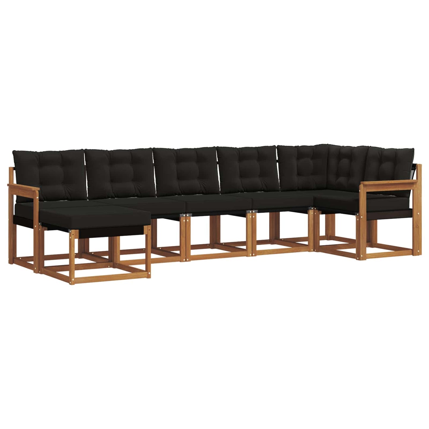 Outdoor-Sofagarnitur mit Kissen 7 pcs Natürlich und Schwarz