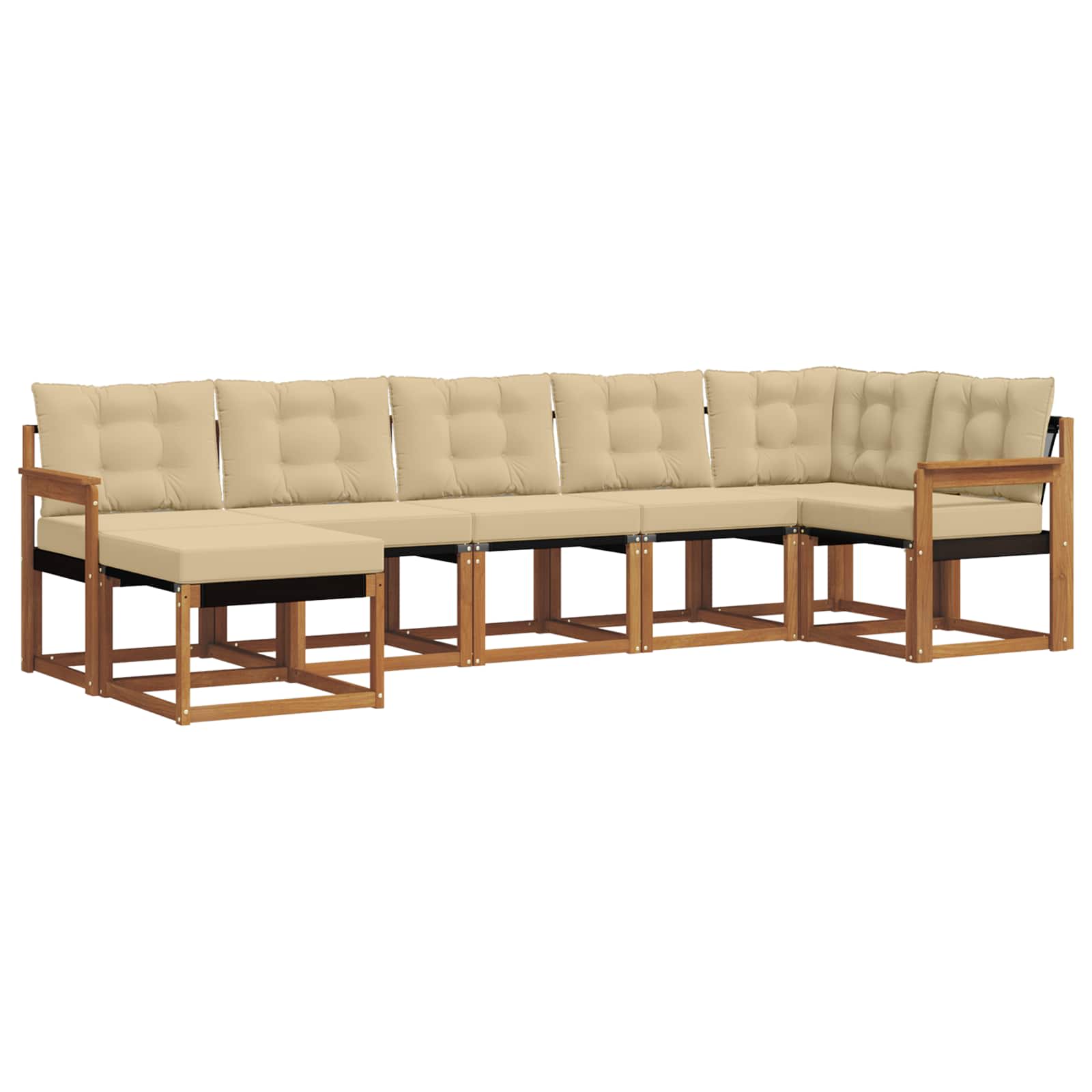 Outdoor-Sofagarnitur mit Kissen 7 pcs Natur und Beige