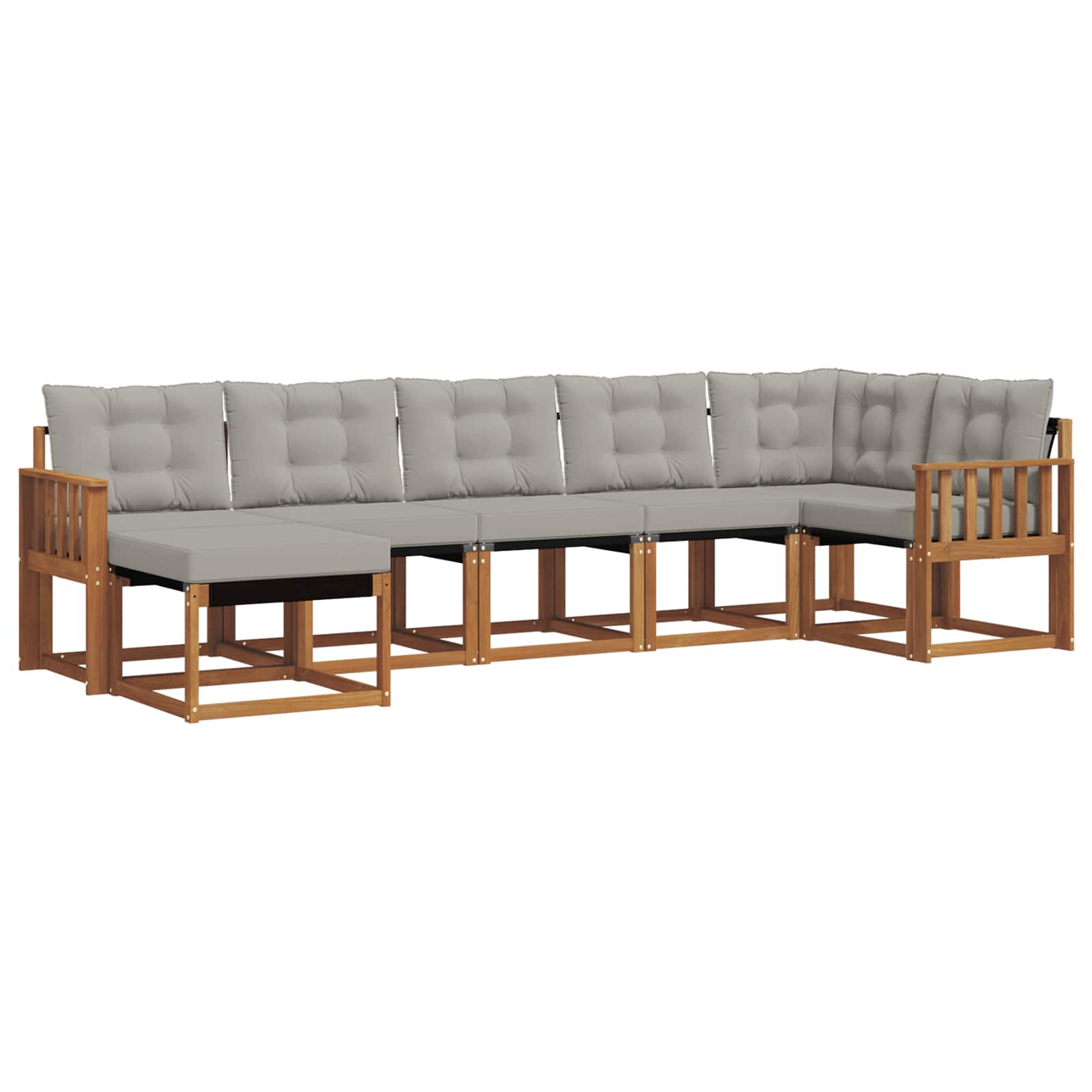 Outdoor-Sofagarnitur mit Kissen 7 pcs Natürlich und Hellgrau