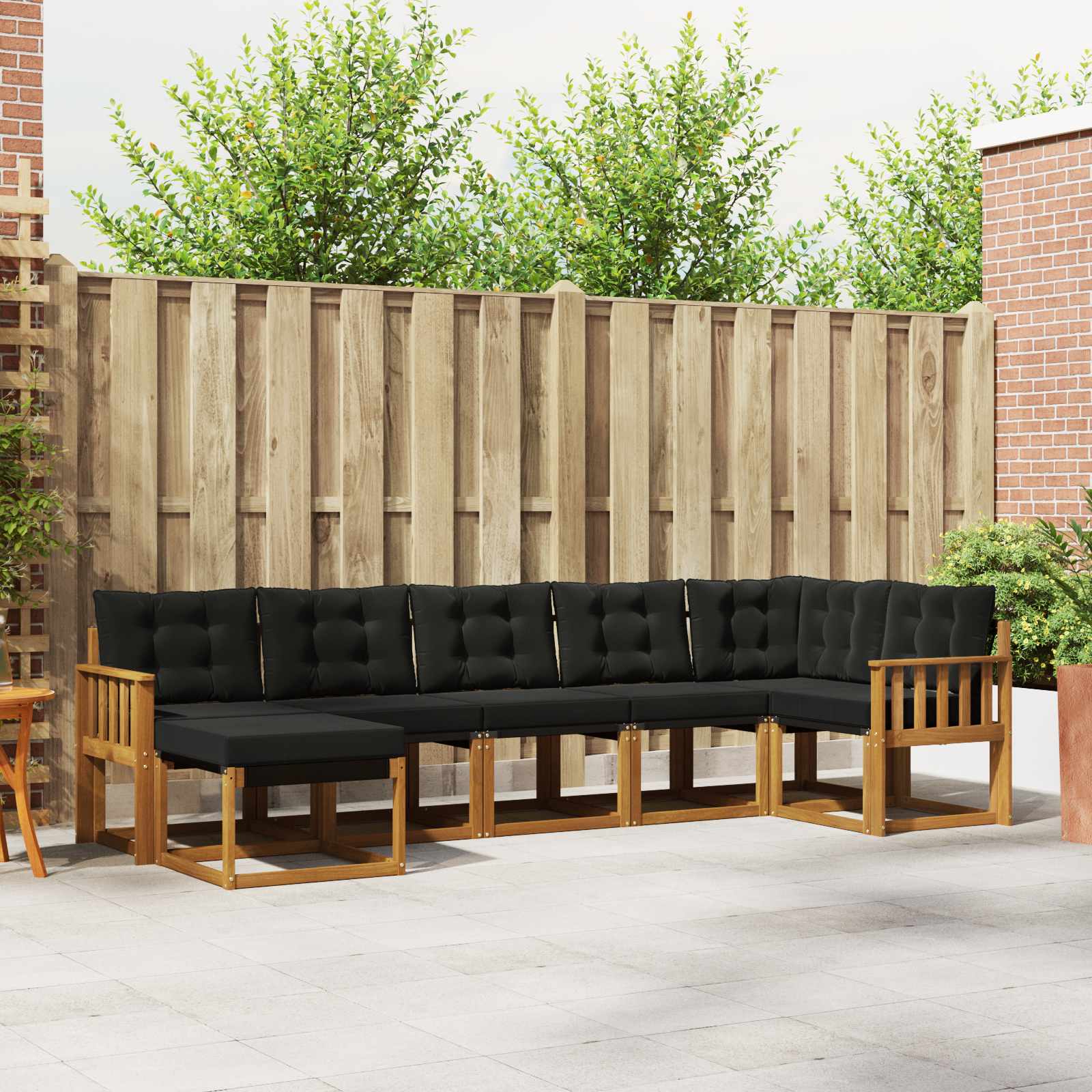 Outdoor-Sofagarnitur mit Kissen 7 pcs Natürlich und Schwarz