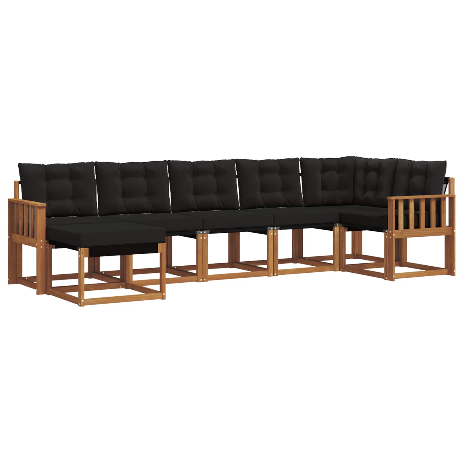 Outdoor-Sofagarnitur mit Kissen 7 pcs Natürlich und Schwarz
