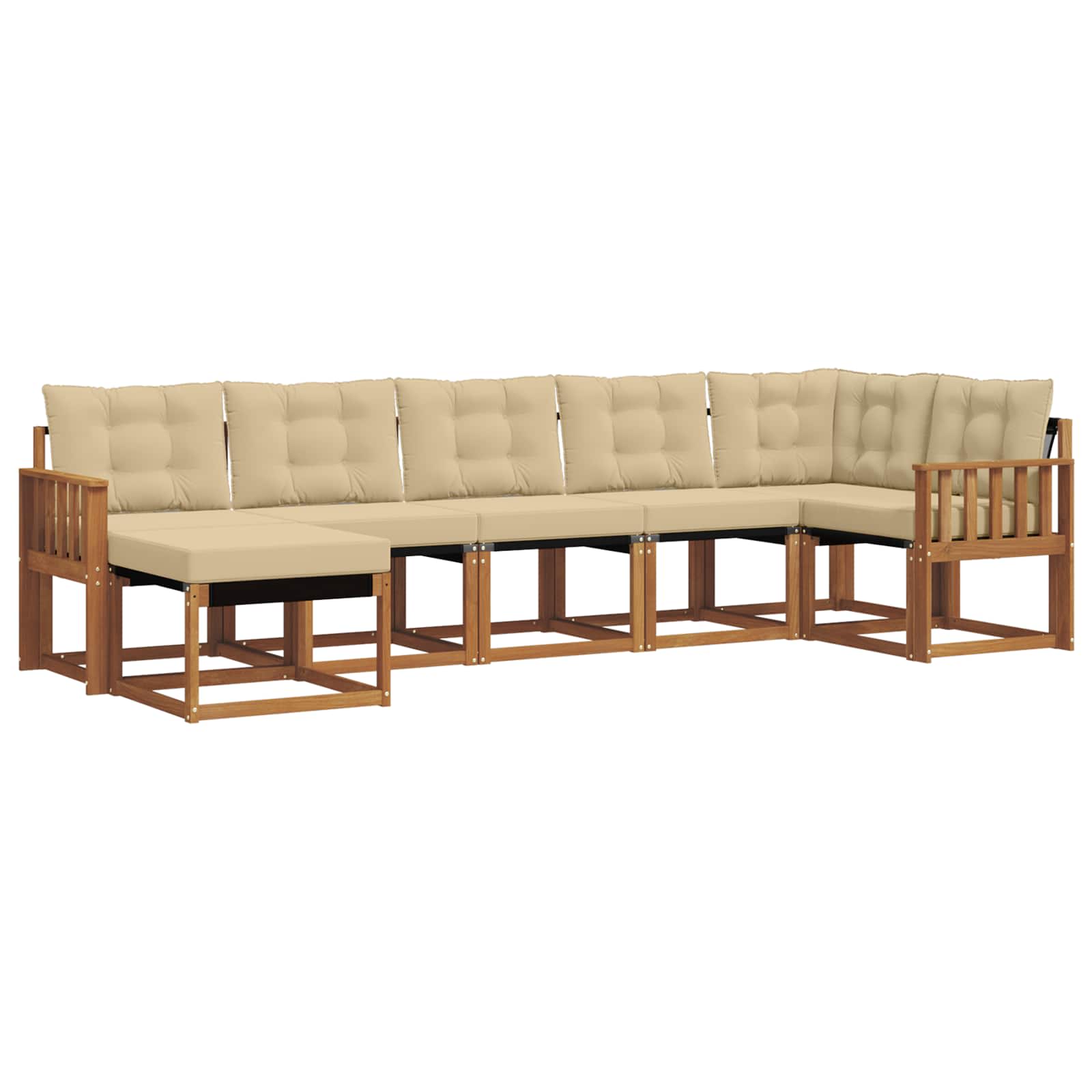Outdoor-Sofagarnitur mit Kissen 7 pcs Natur und Beige