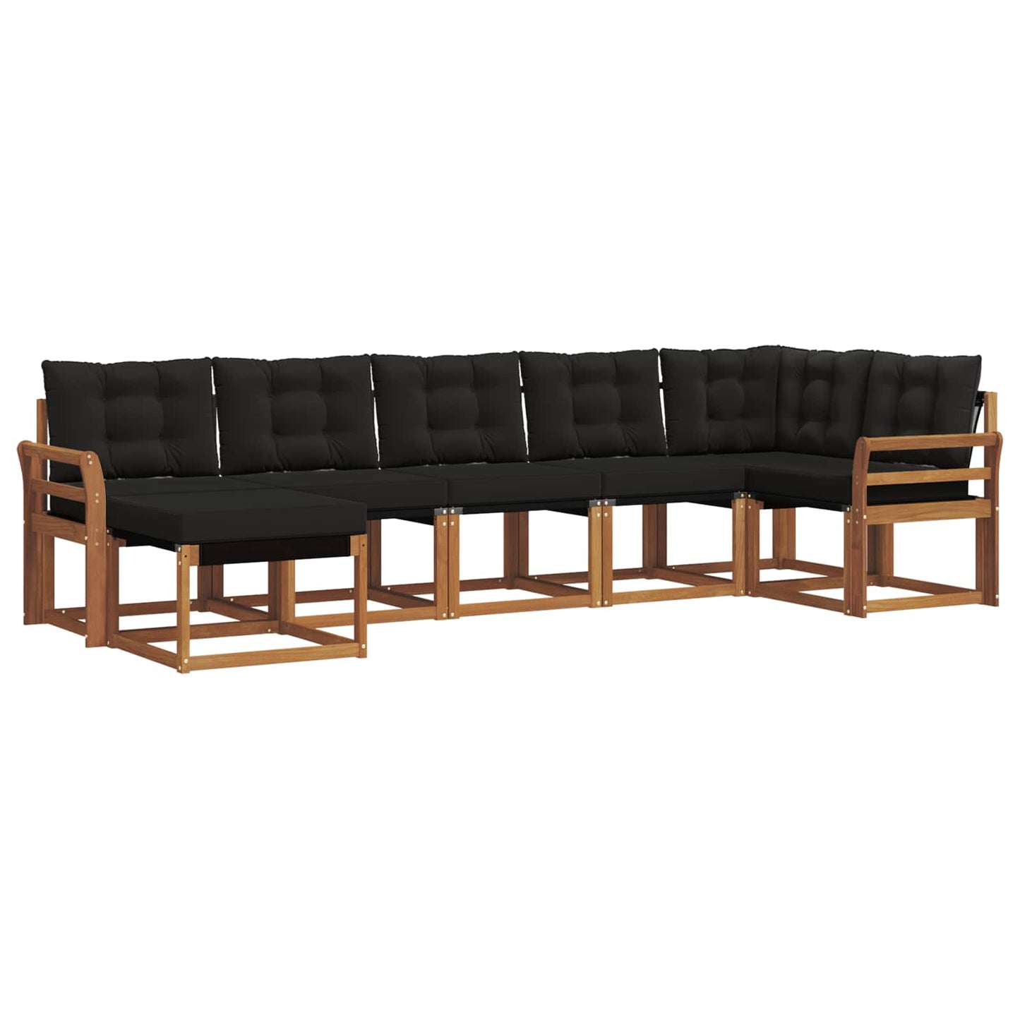 Outdoor-Sofagarnitur mit Kissen 7 pcs Natürlich und Schwarz