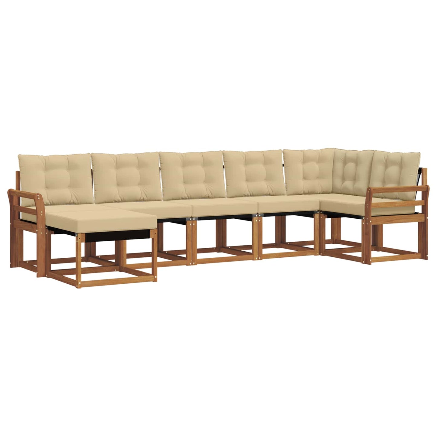 Outdoor-Sofagarnitur mit Kissen 7 pcs Natur und Beige