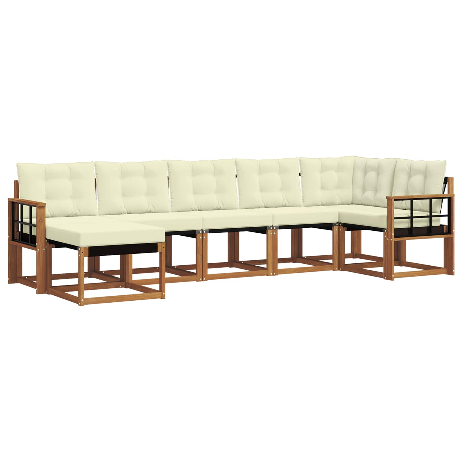 Outdoor-Sofagarnitur mit Kissen 7 pcs Natur und Creme