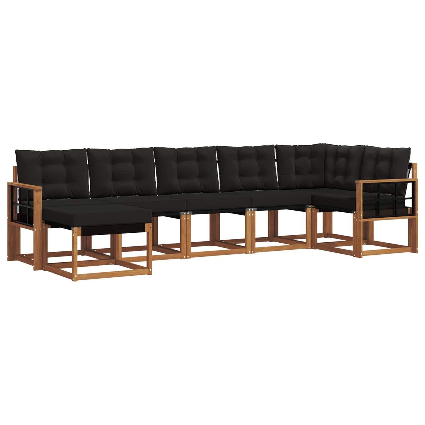 Outdoor-Sofagarnitur mit Kissen 7 pcs Natürlich und Schwarz