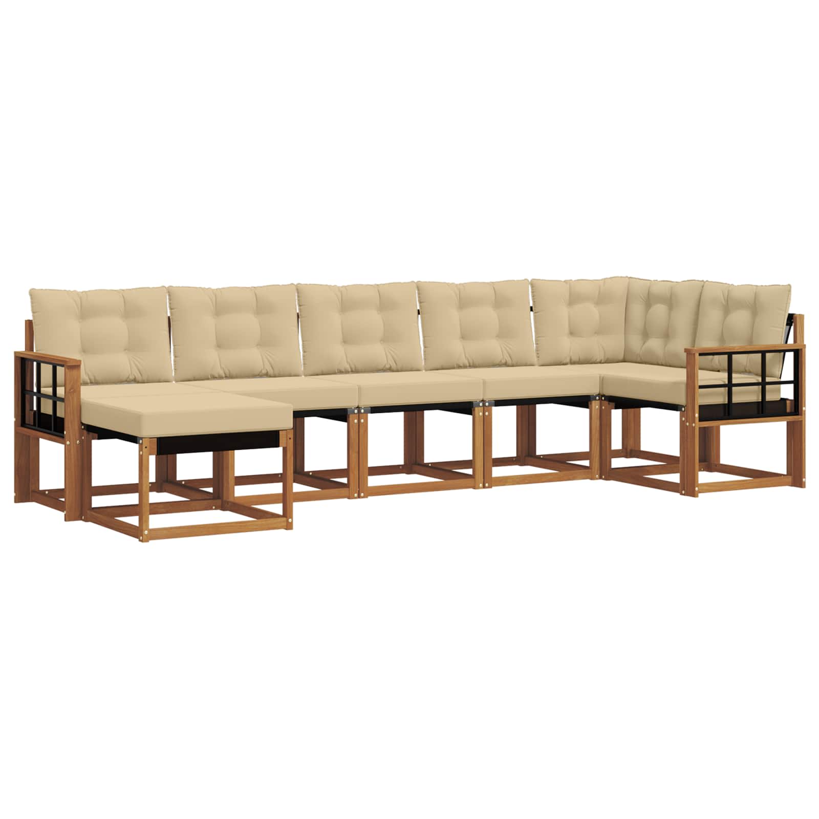 Outdoor-Sofagarnitur mit Kissen 7 pcs Natur und Beige