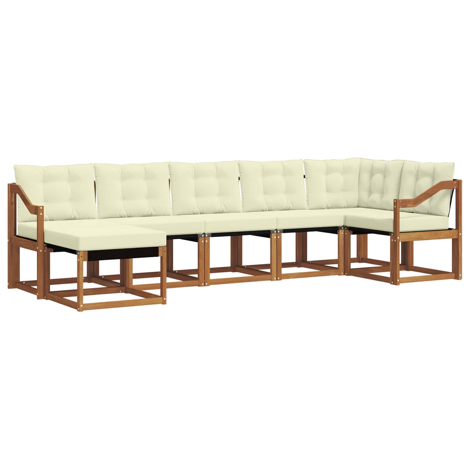 Outdoor-Sofagarnitur 7 stk. Natur und Creme