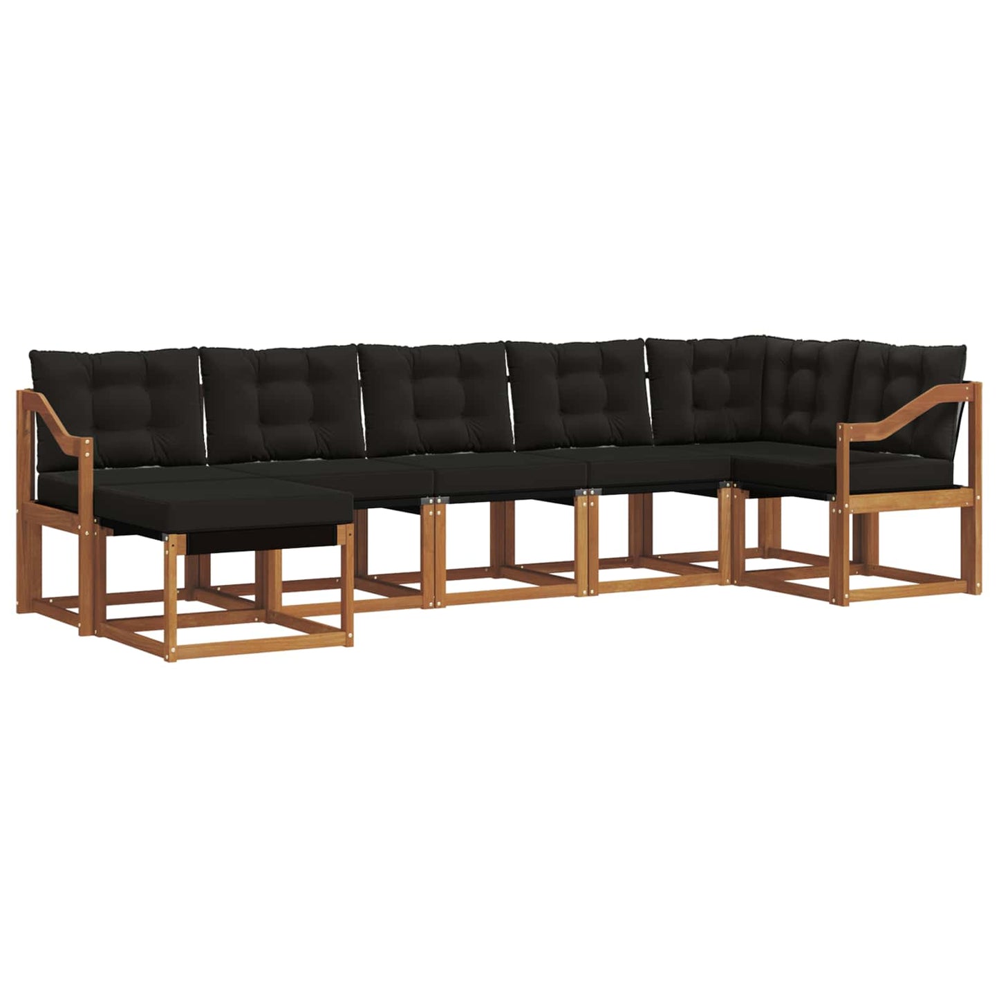 Outdoor-Sofagarnitur mit Kissen 7 pcs Natürlich und Schwarz