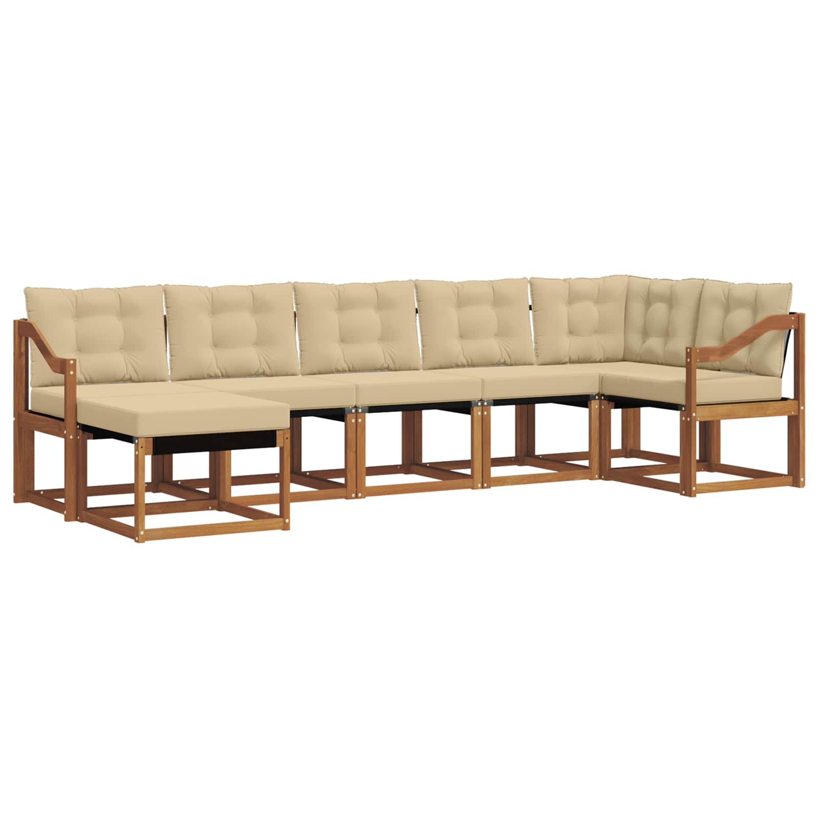 Outdoor-Sofagarnitur mit Kissen 7 pcs Natur und Beige