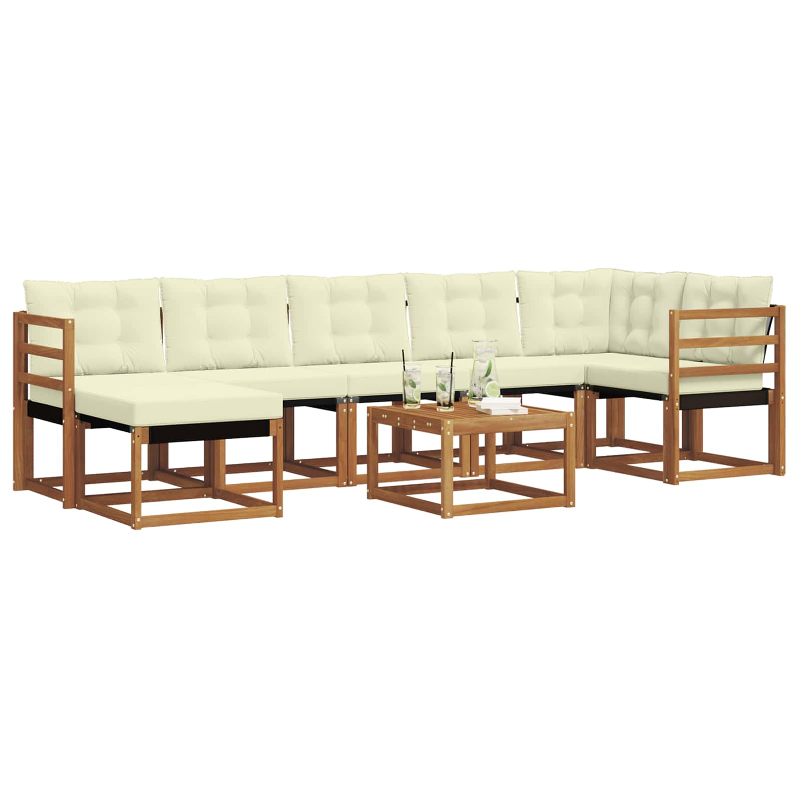 Outdoor-Sofagarnitur mit Kissen 8 pcs Natur und Creme