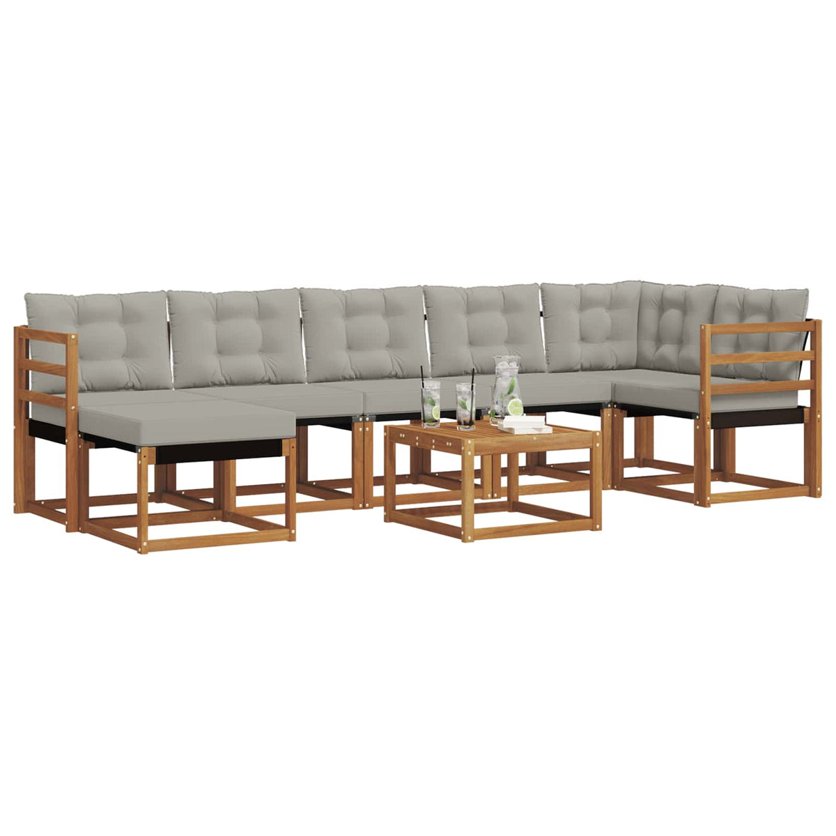 Outdoor-Sofagarnitur 8 stk. Natur und Hellgrau