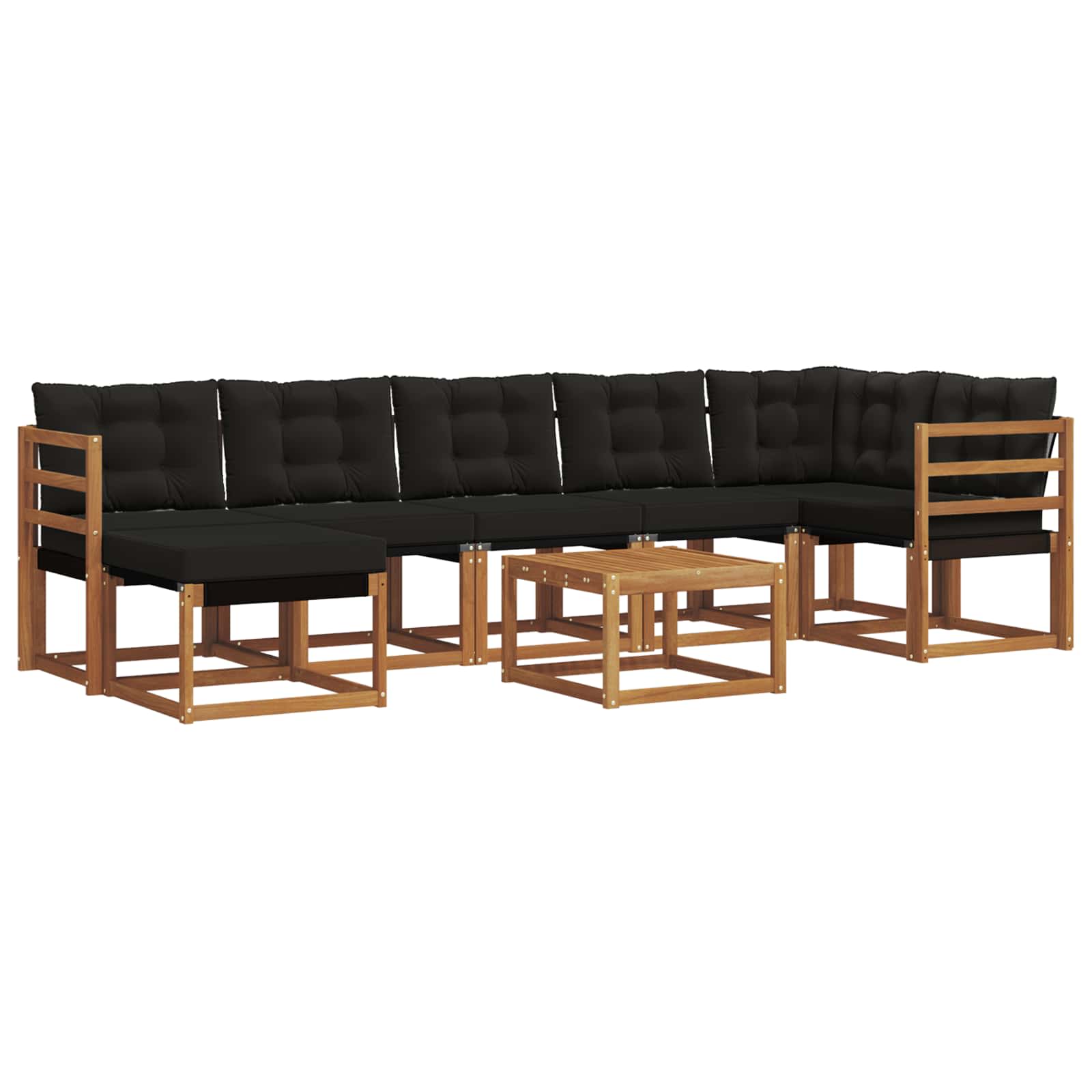 Outdoor-Sofagarnitur mit Kissen 8 pcs Natürlich und Schwarz