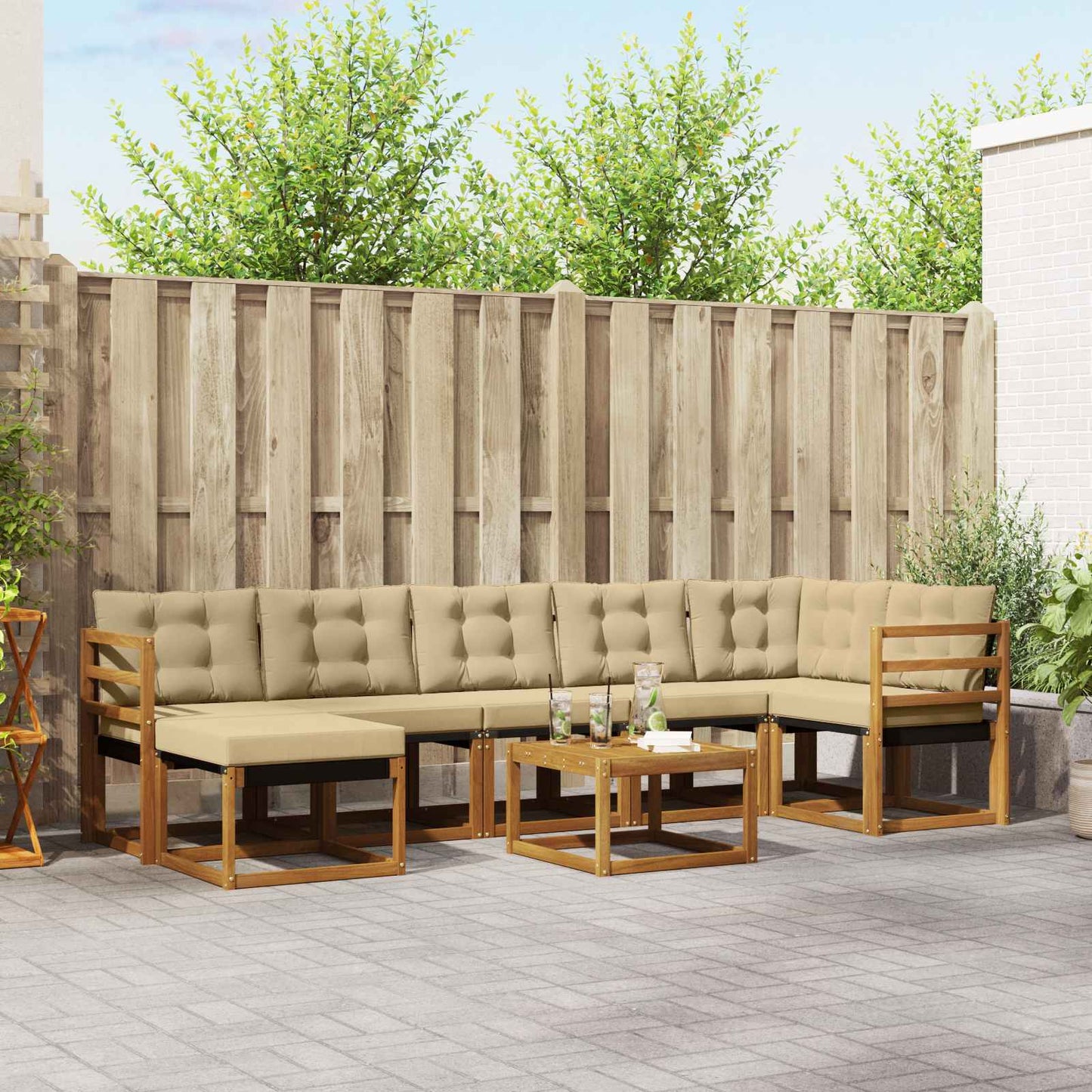 Outdoor-Sofagarnitur 8 stk. Natur und Beige
