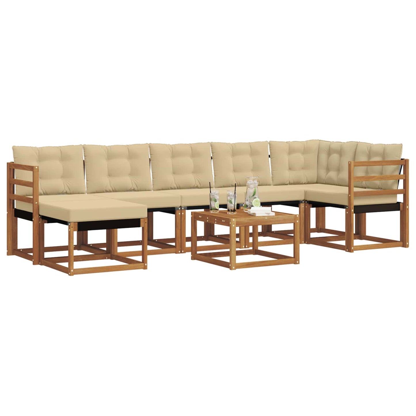 Outdoor-Sofagarnitur 8 stk. Natur und Beige