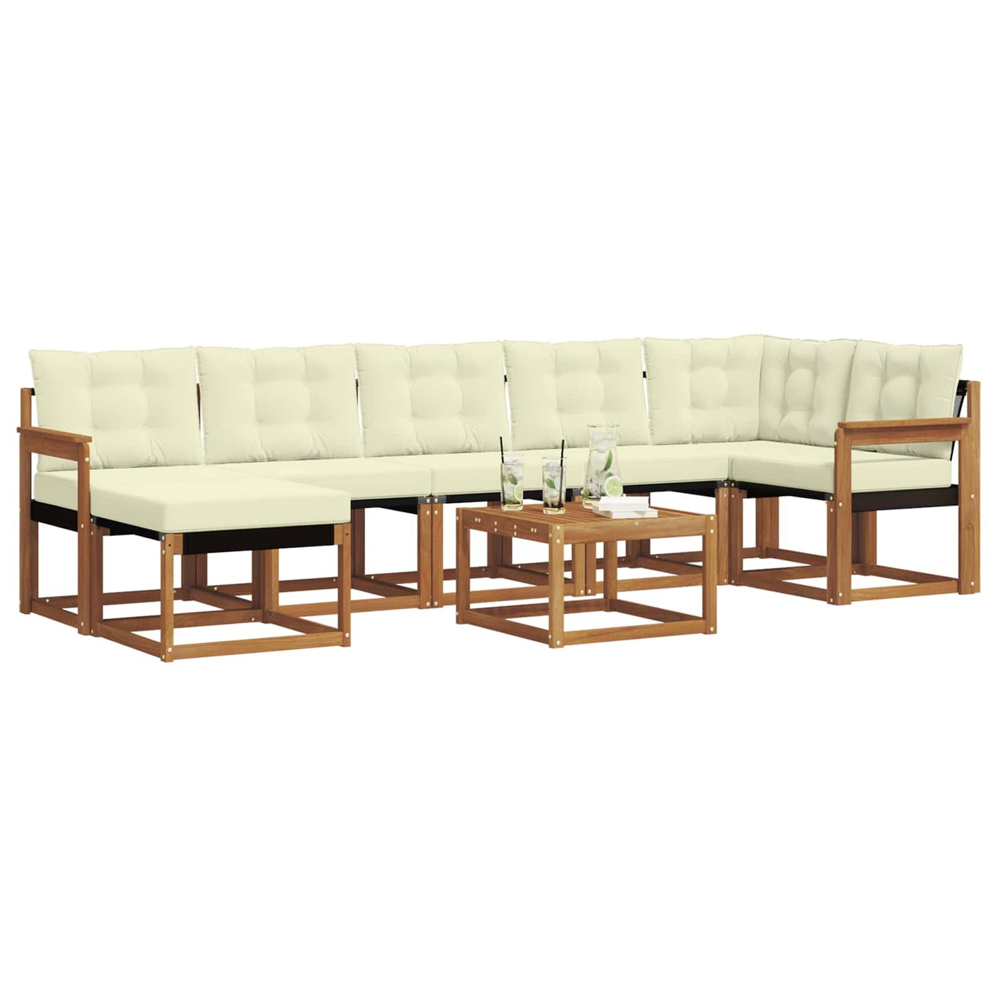Outdoor-Sofagarnitur 8 stk. Natur und Creme