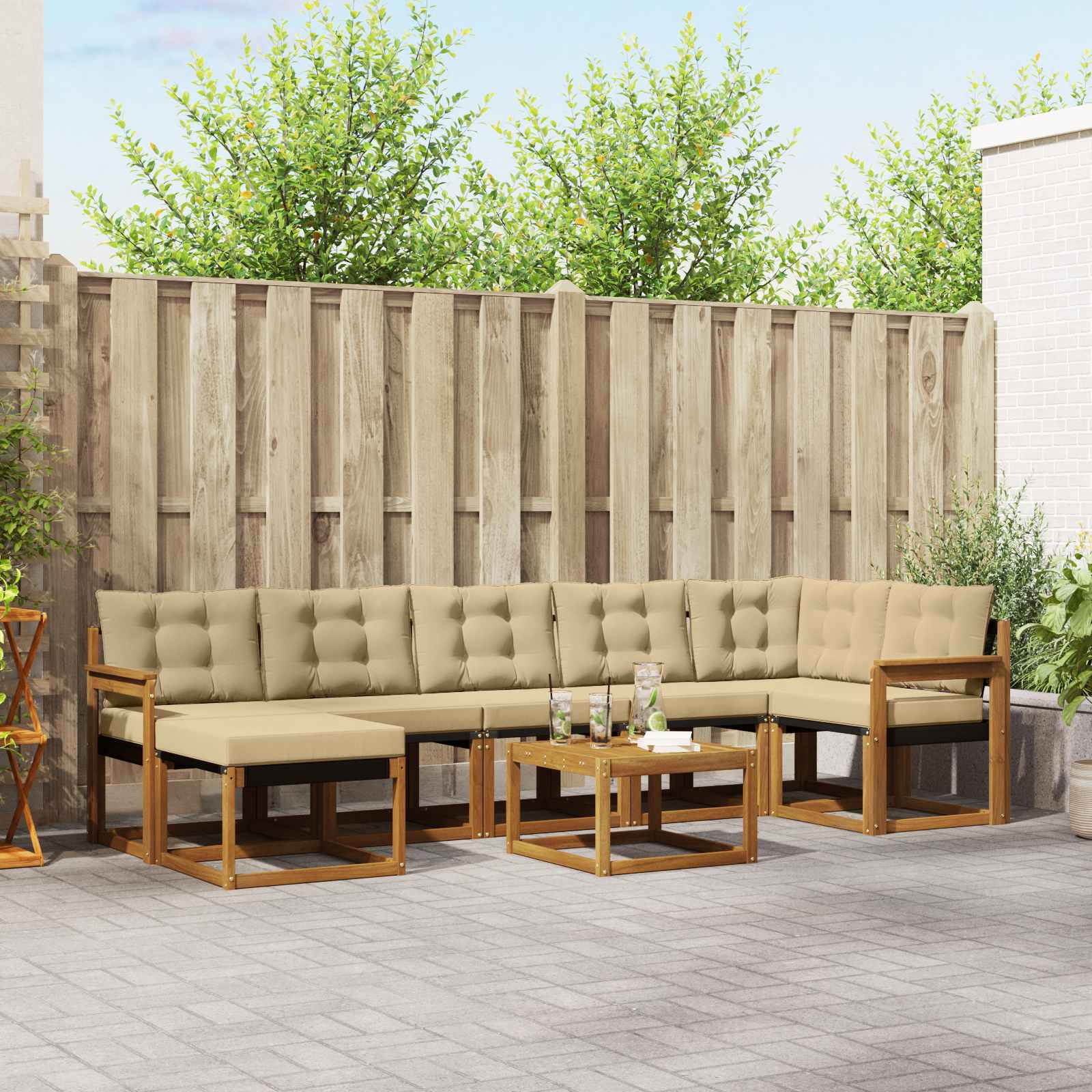 Outdoor-Sofagarnitur 8 stk. Natur und Beige
