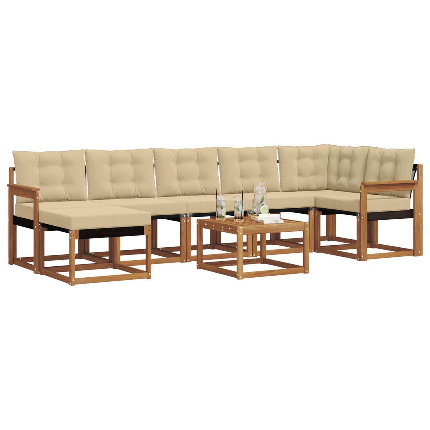 Outdoor-Sofagarnitur 8 stk. Natur und Beige