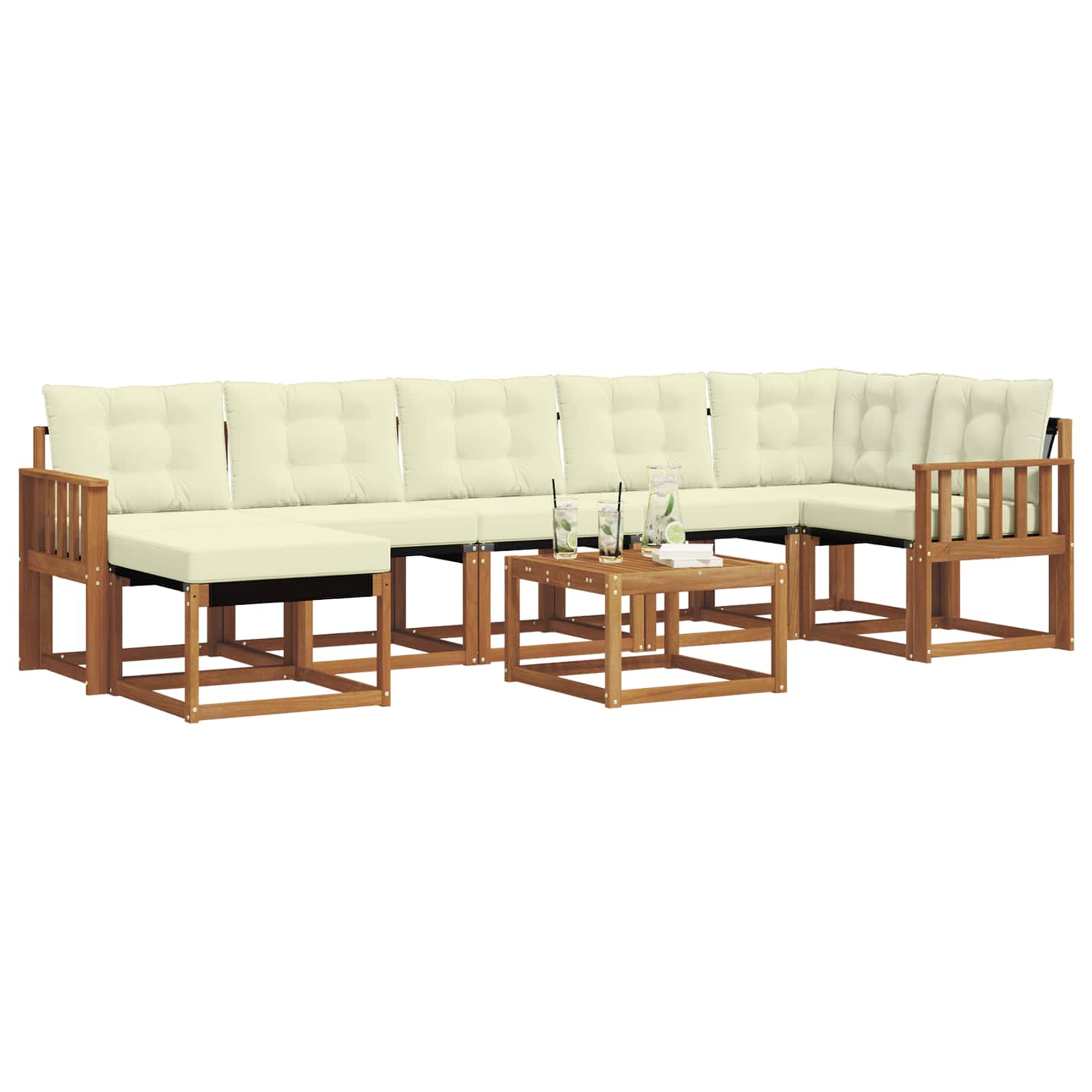 Outdoor-Sofagarnitur 8 stk. Natur und Creme