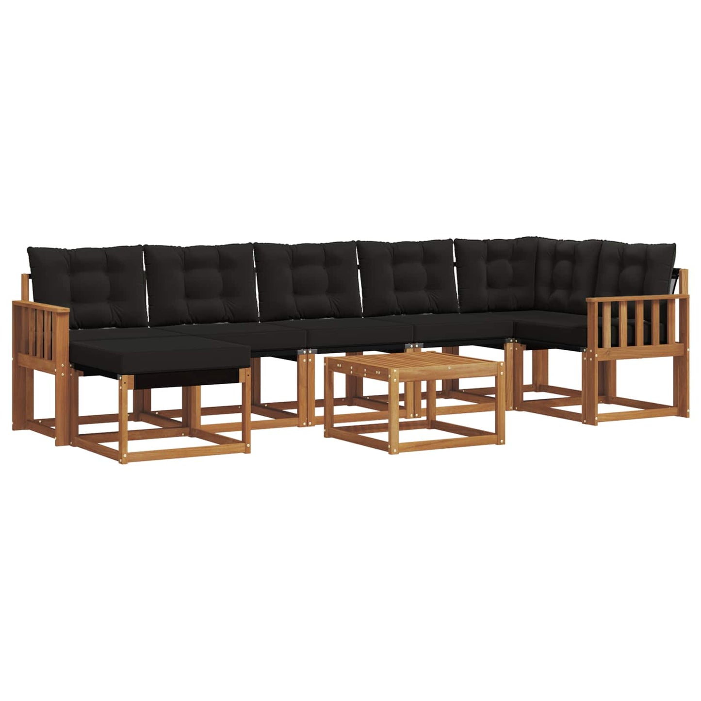 Outdoor-Sofagarnitur mit Kissen 8 pcs Natürlich und Schwarz