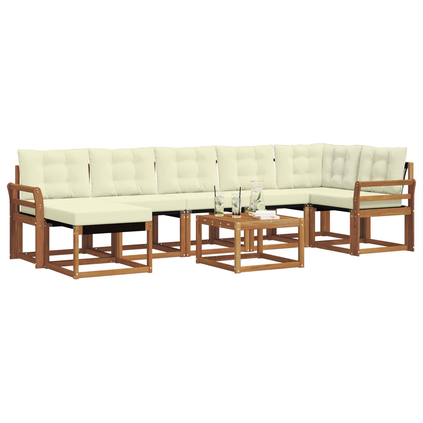 Outdoor-Sofagarnitur 8 stk. Natur und Creme