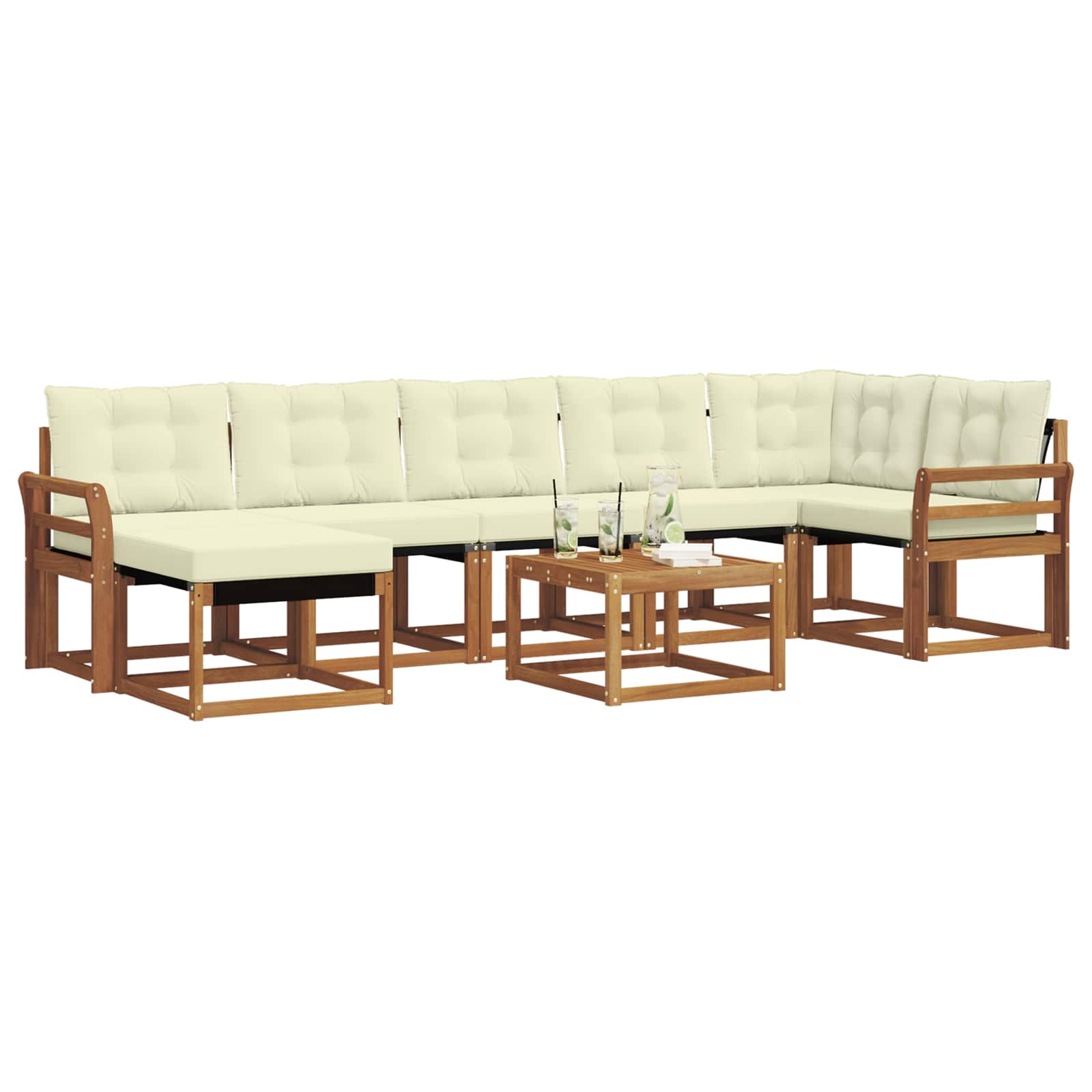 Outdoor-Sofagarnitur 8 stk. Natur und Creme