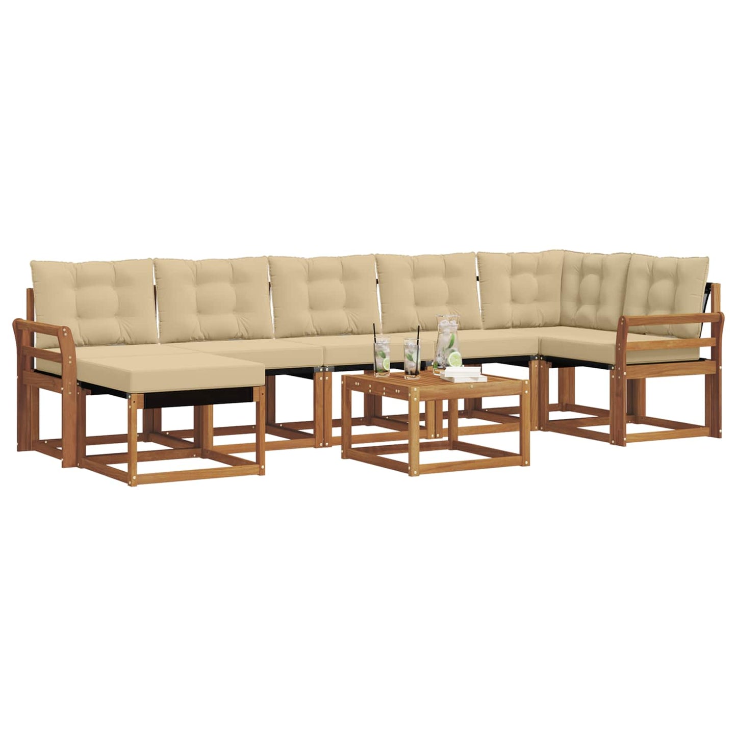 Outdoor-Sofagarnitur 8 stk. Natur und Beige