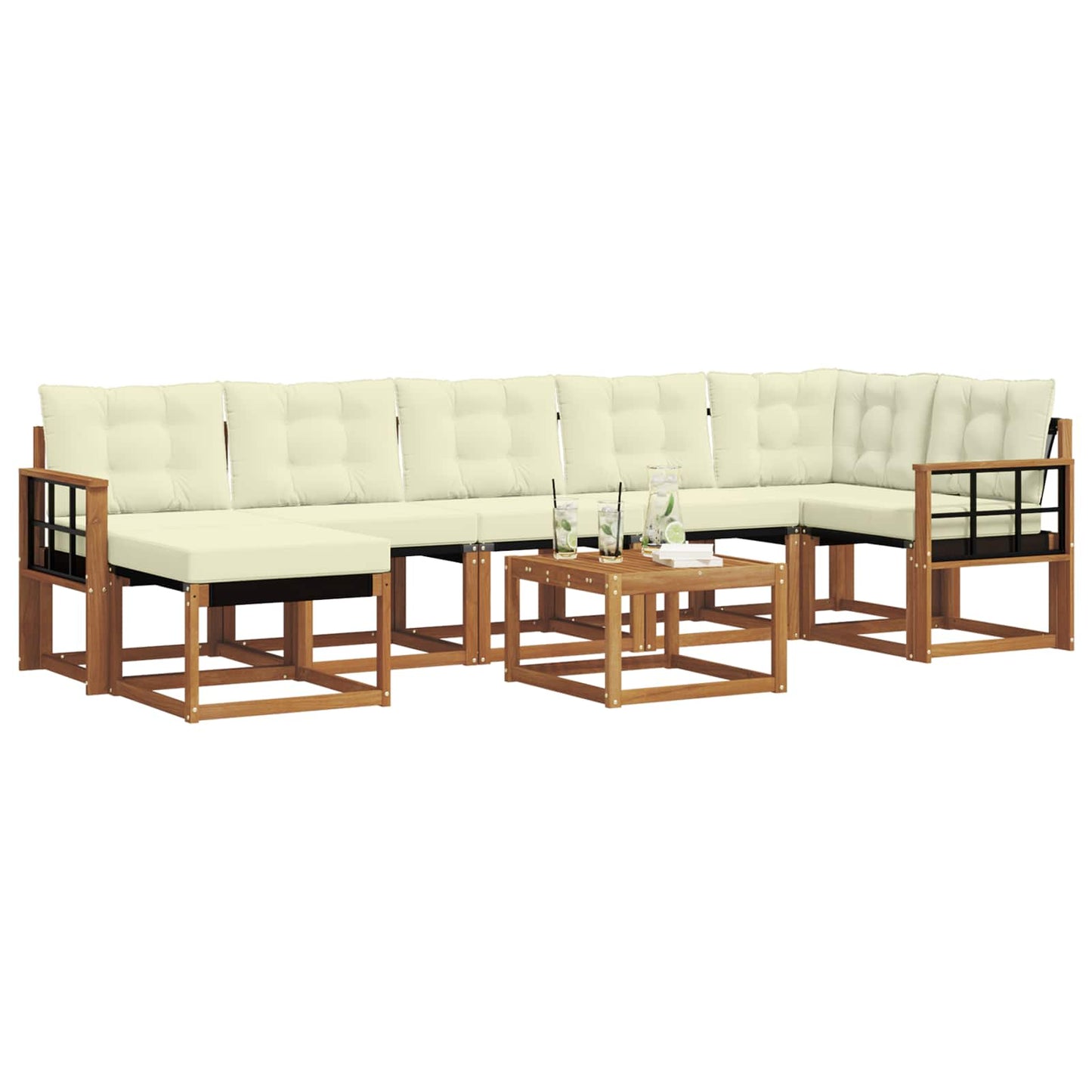Outdoor-Sofagarnitur 8 stk. Natur und Creme