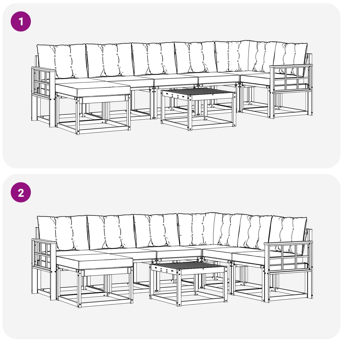 Outdoor-Sofagarnitur 8 stk. Natur und Creme