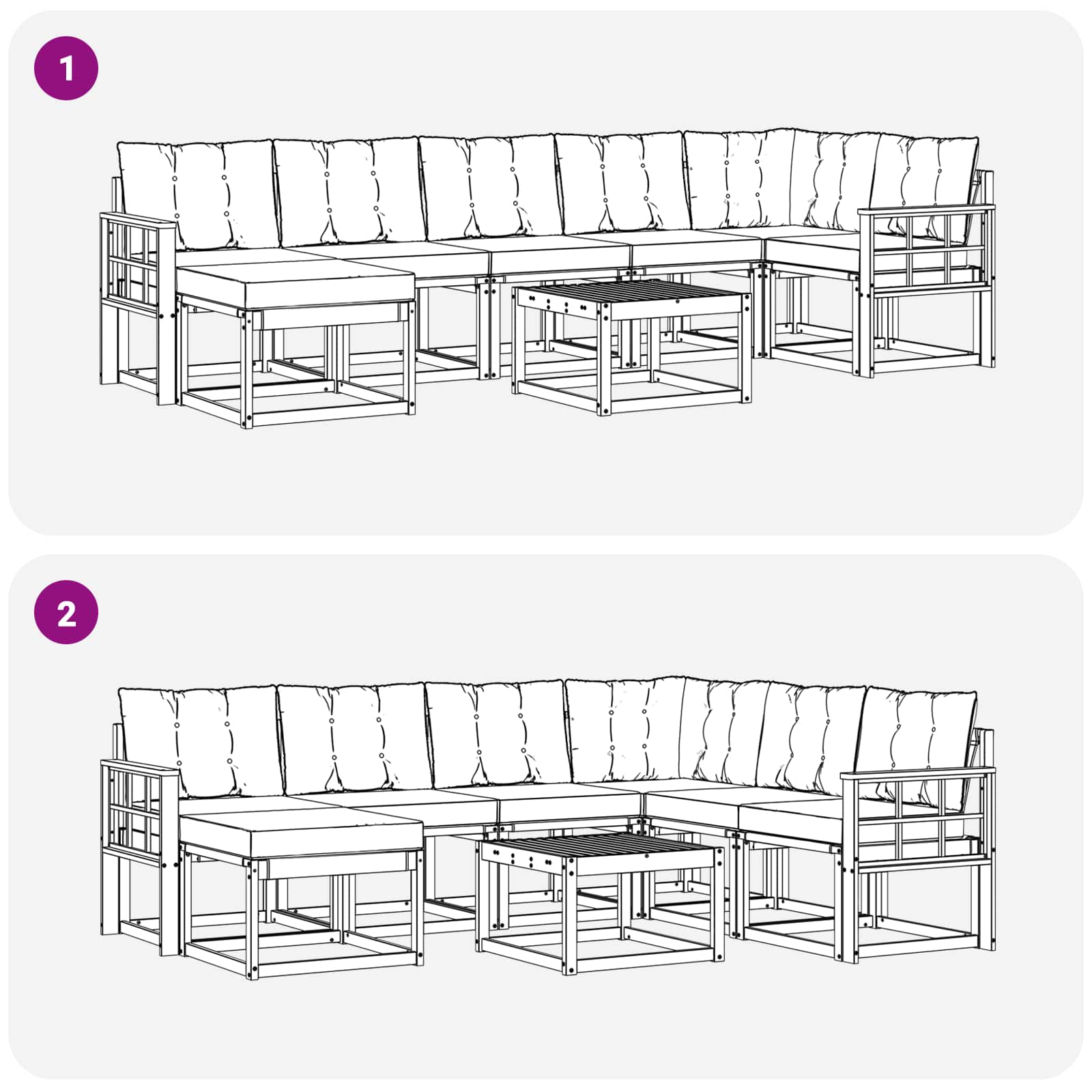 Outdoor-Sofagarnitur 8 stk. Natur und Creme