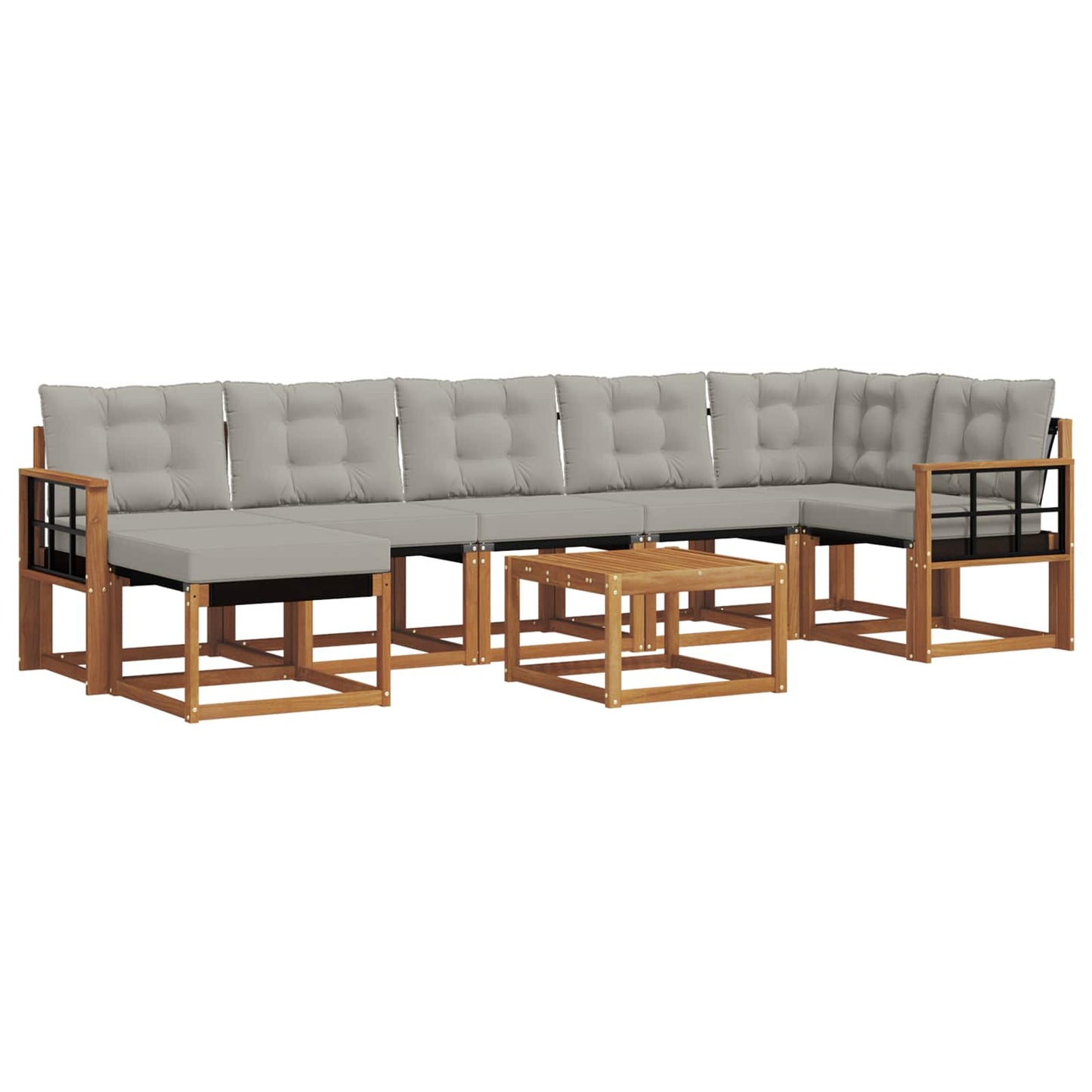 Outdoor-Sofagarnitur mit Kissen 8 pcs Natürlich und Hellgrau