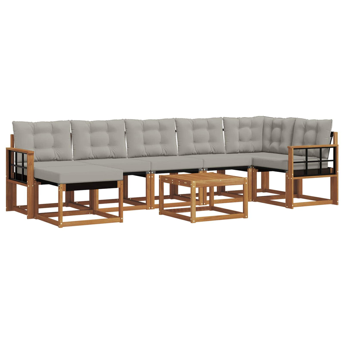 Outdoor-Sofagarnitur 8 stk. Natur und Hellgrau